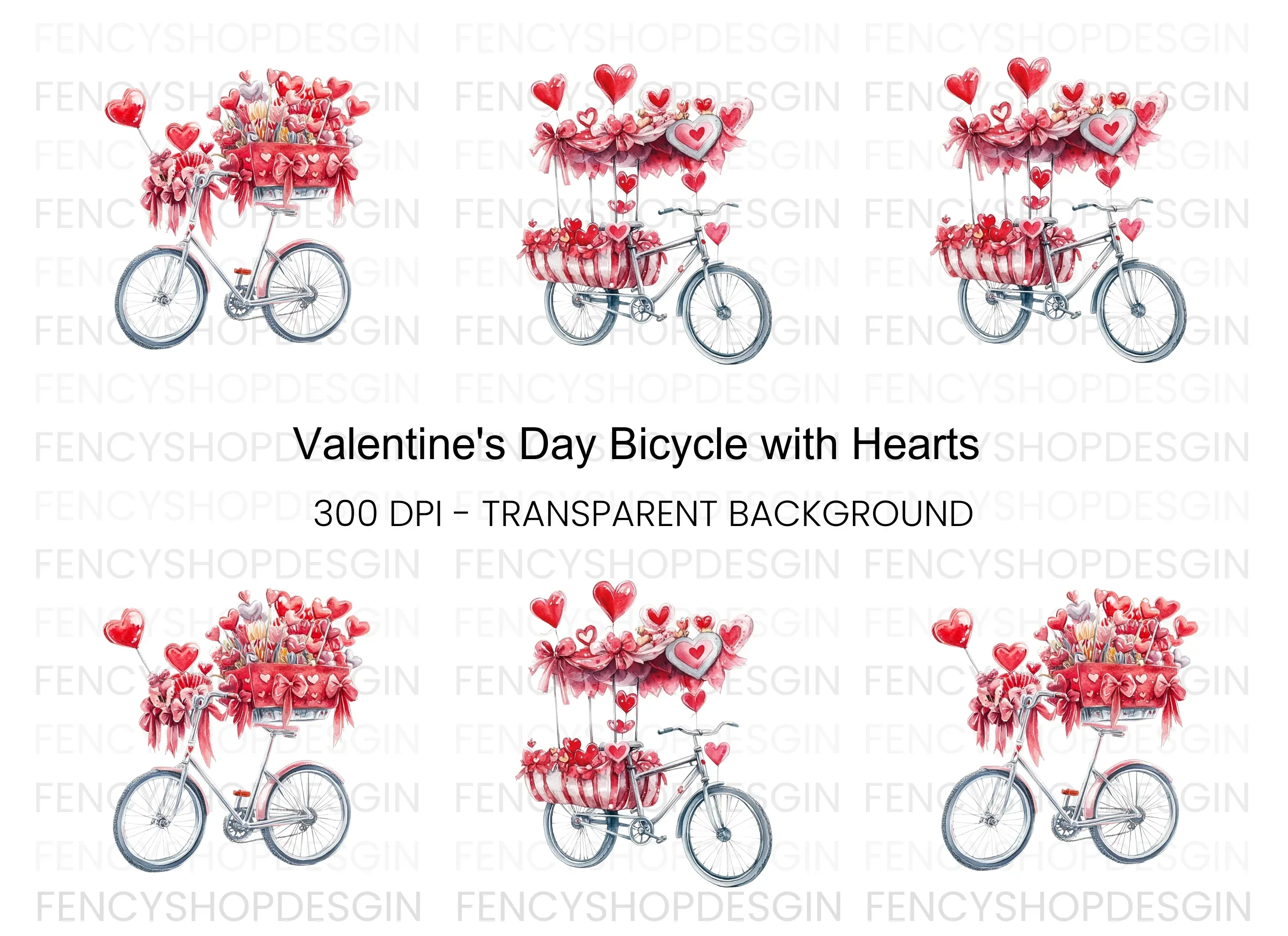 Valentine's Day Bicycle Clipart Bundle