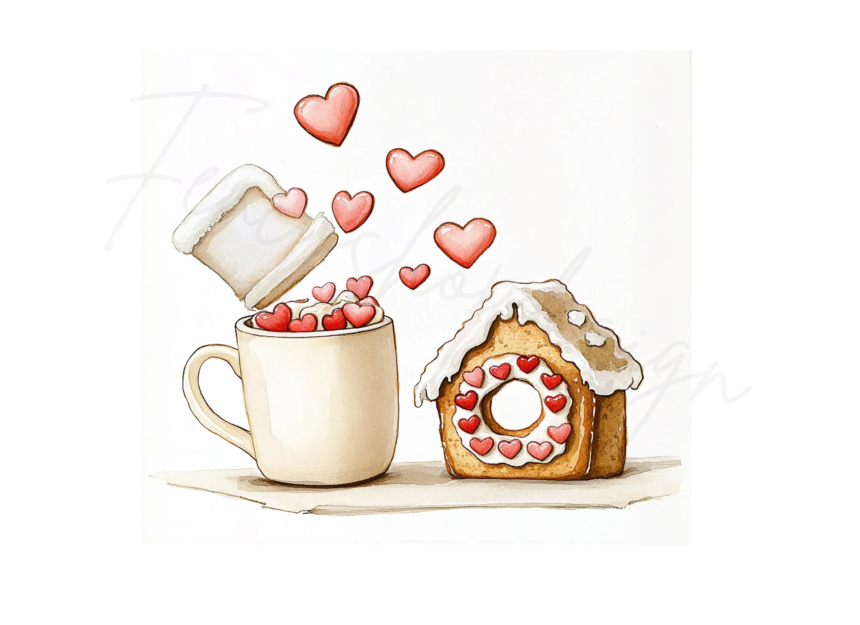 Valentine's Day Gingerbread House Clipart Bundle - Image 2