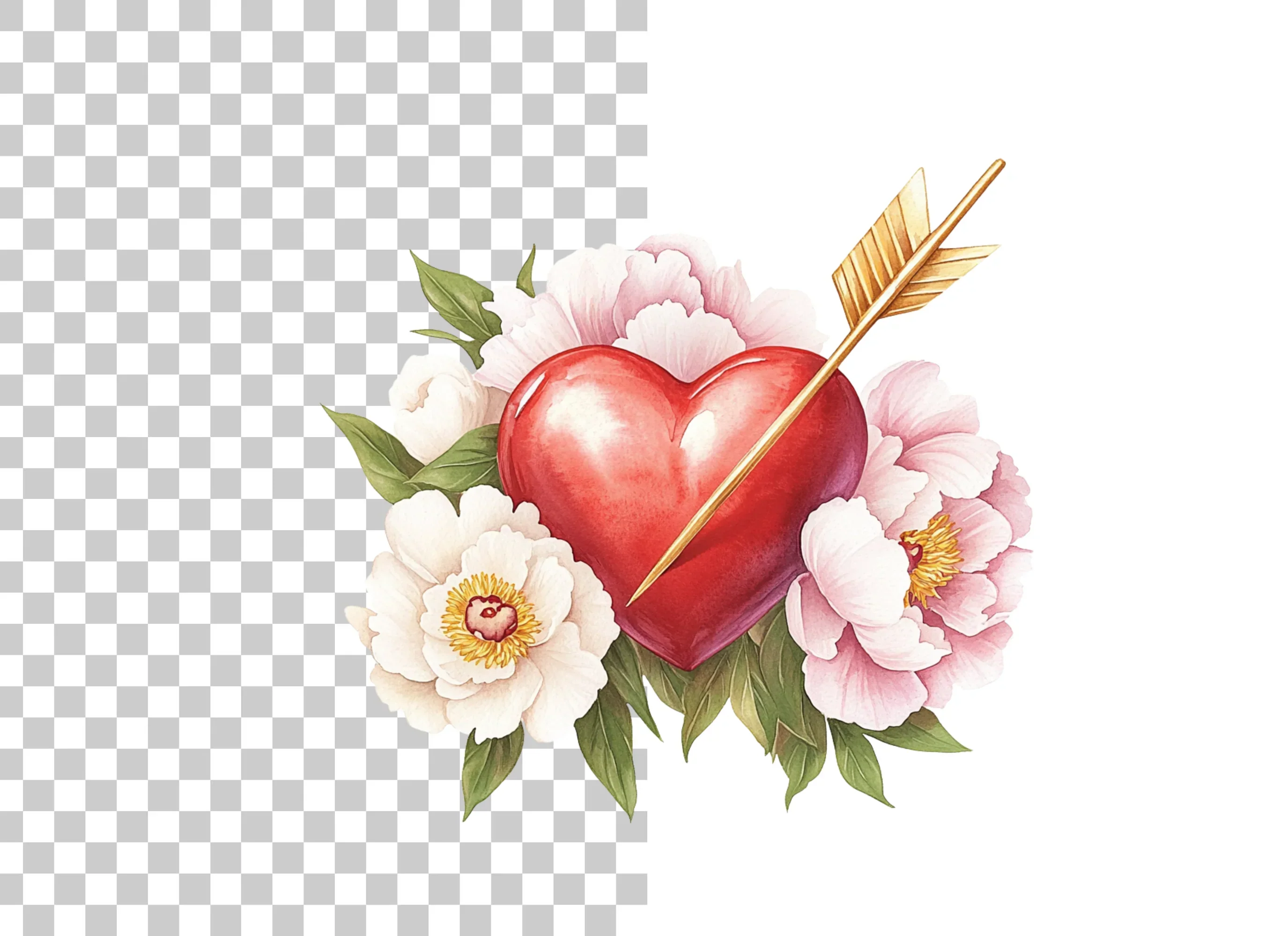 Valentine's Day Heart Peony Clipart Bundle - Image 2