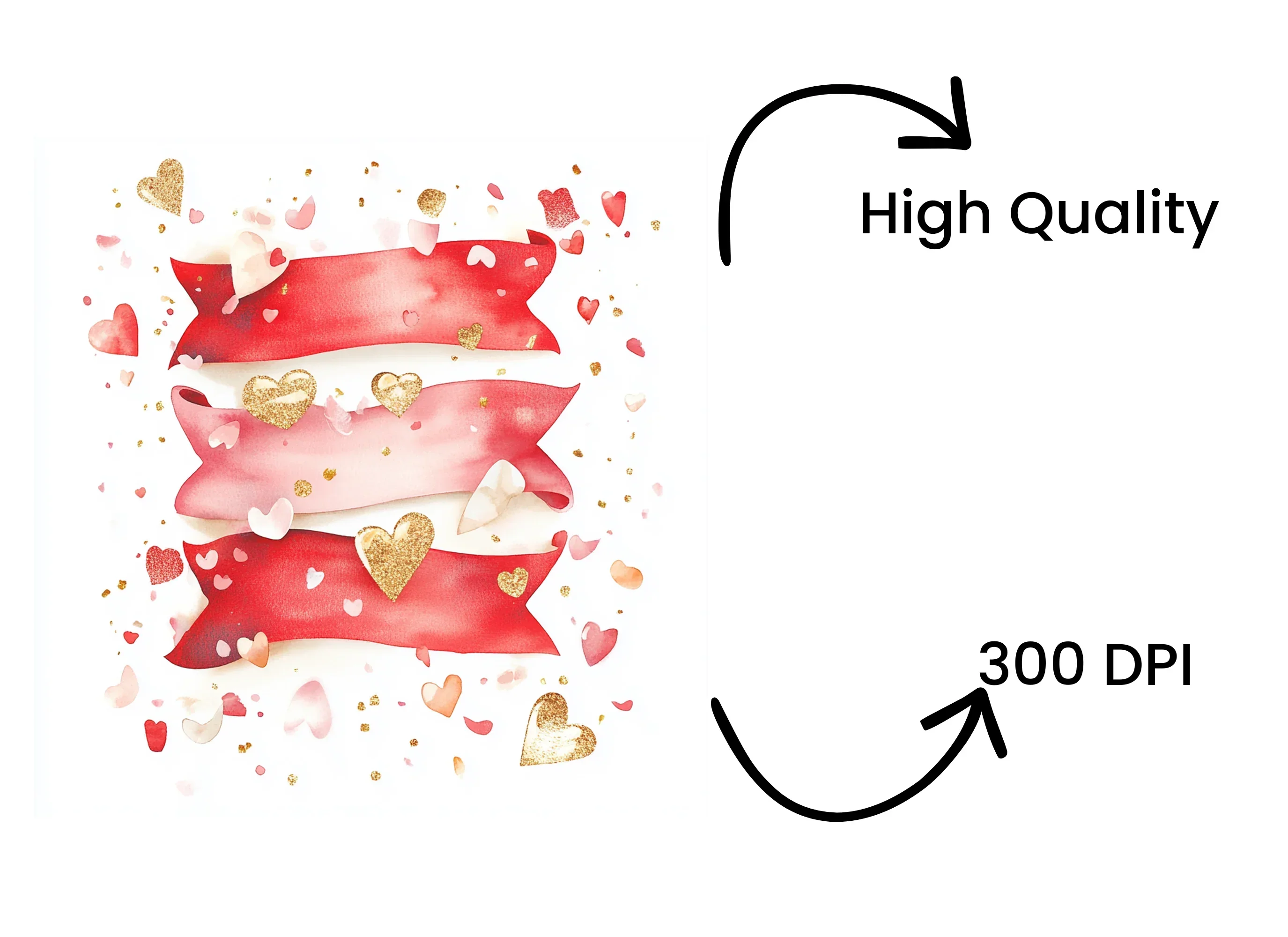 Valentine's Day Heart Ribbons Clipart Bundle - Image 4