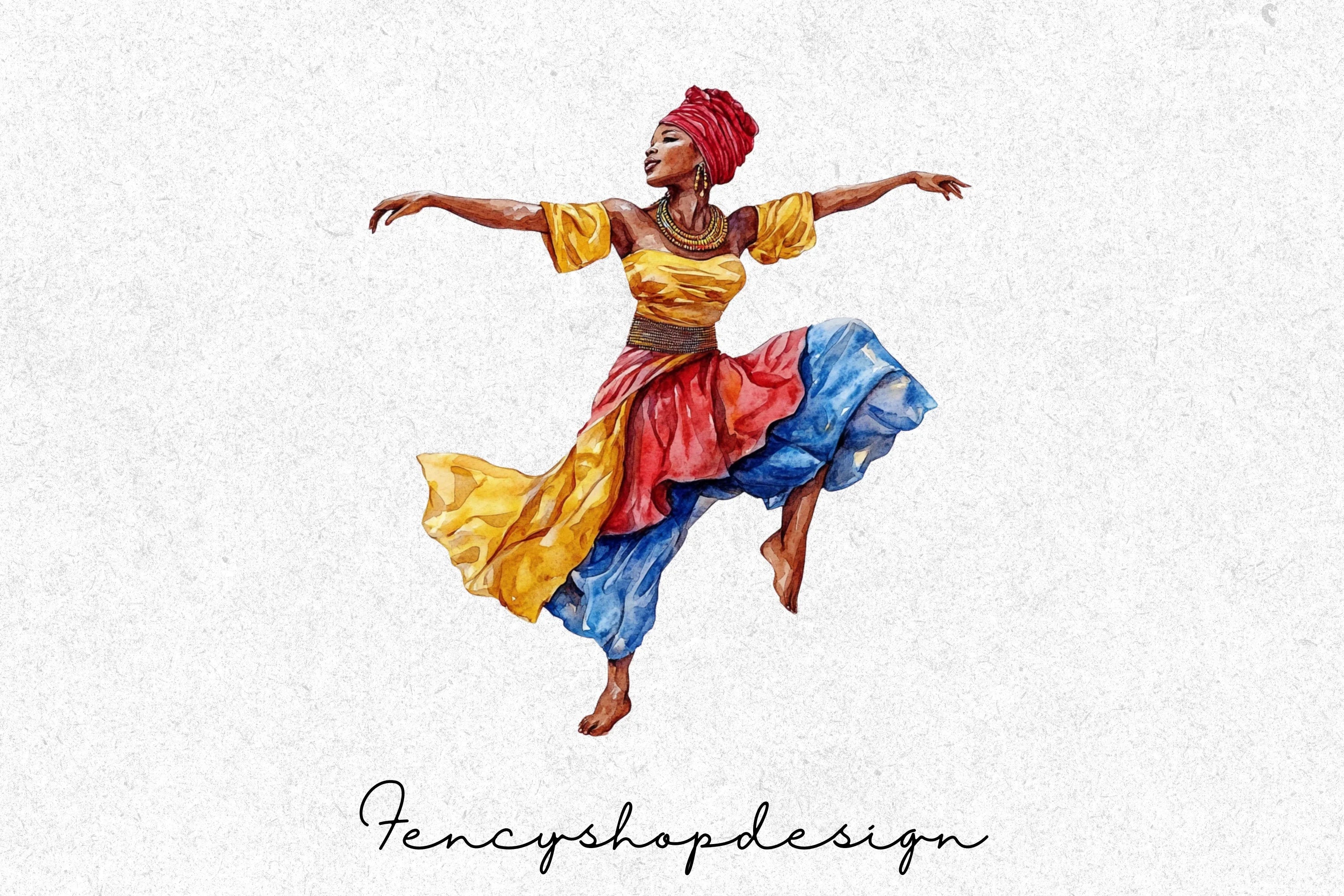 Vibrant African Women Dancing Clipart Bundle - Image 4