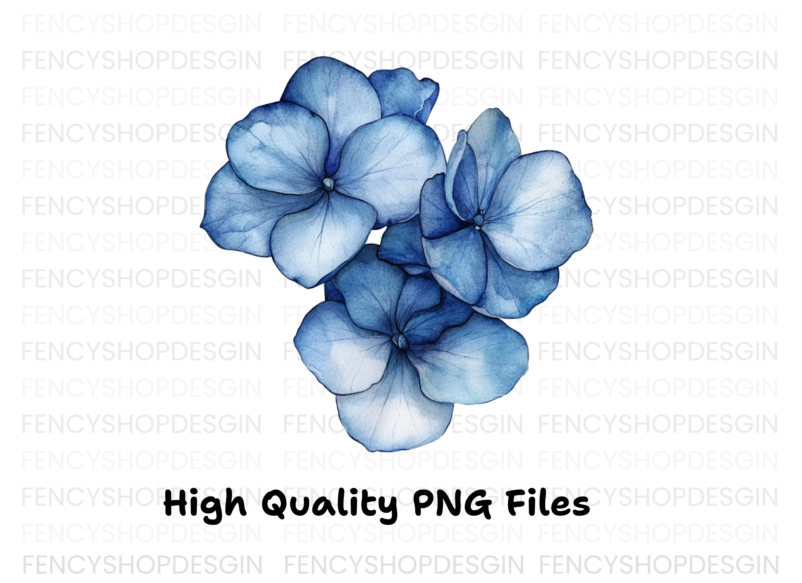 Vibrant Blue Hydrangea Clipart Bundle - Image 4