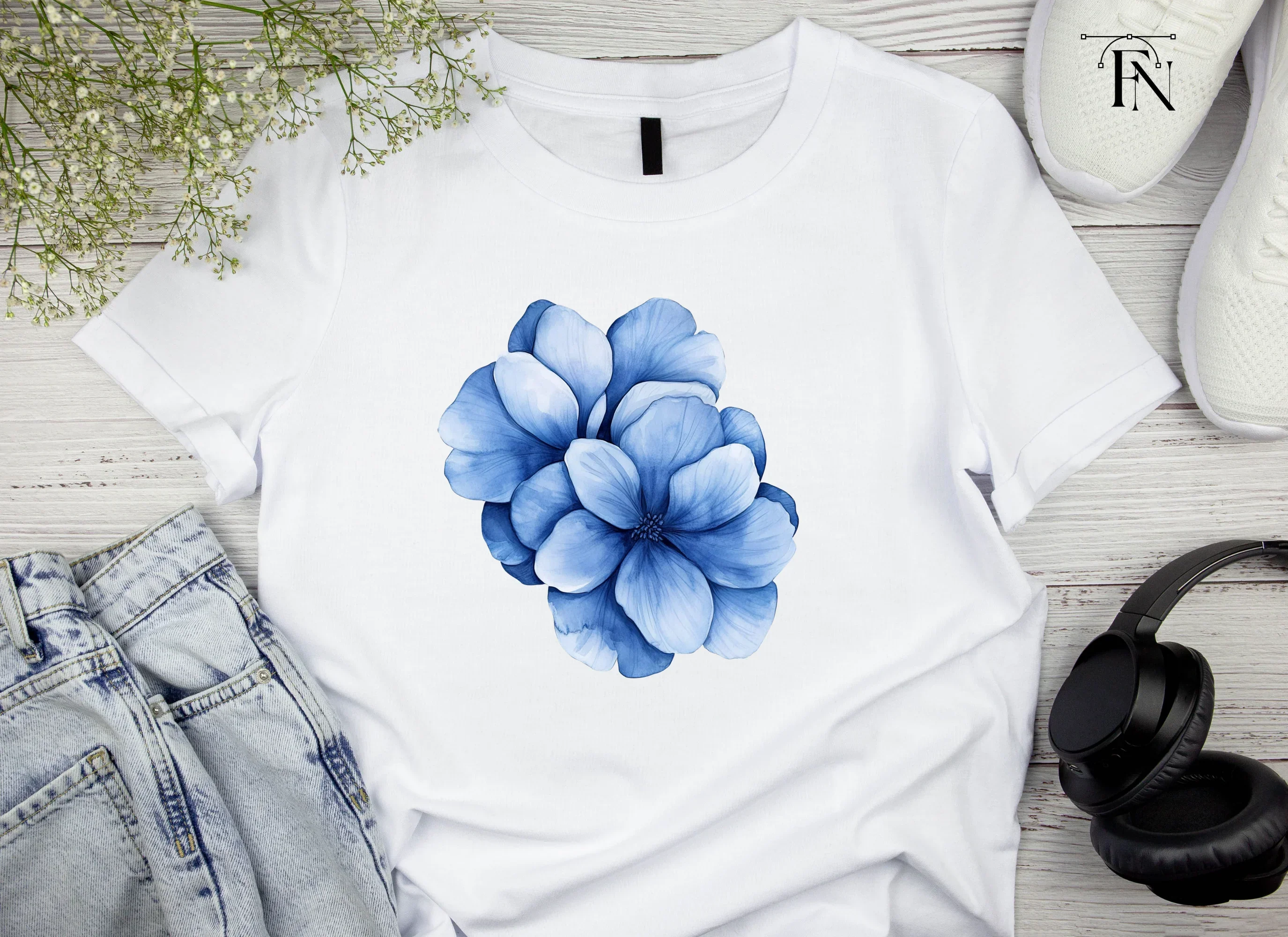 Vibrant Blue Hydrangea Clipart Bundle - Image 5