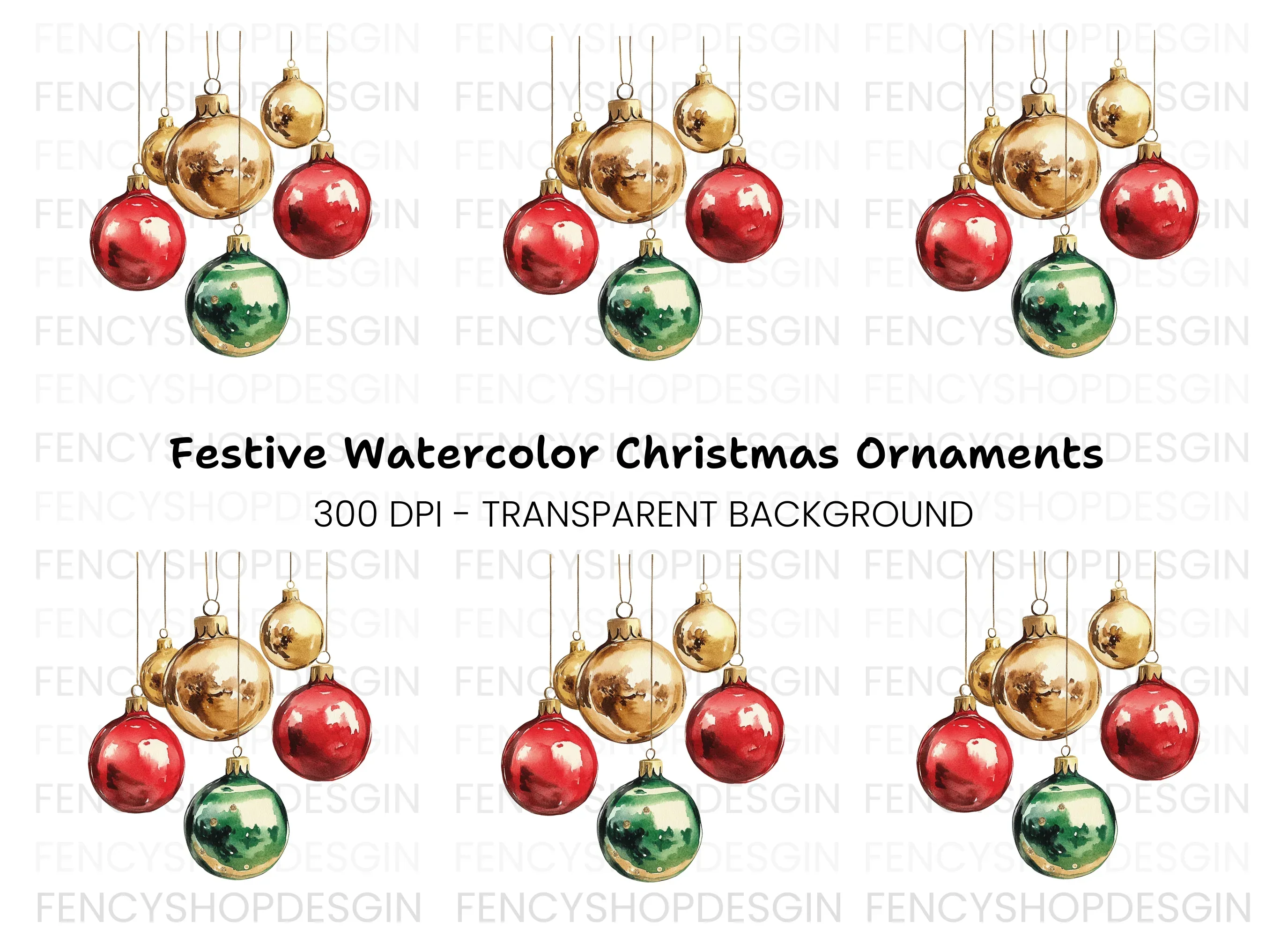 Vibrant Christmas Baubles Clipart Bundle