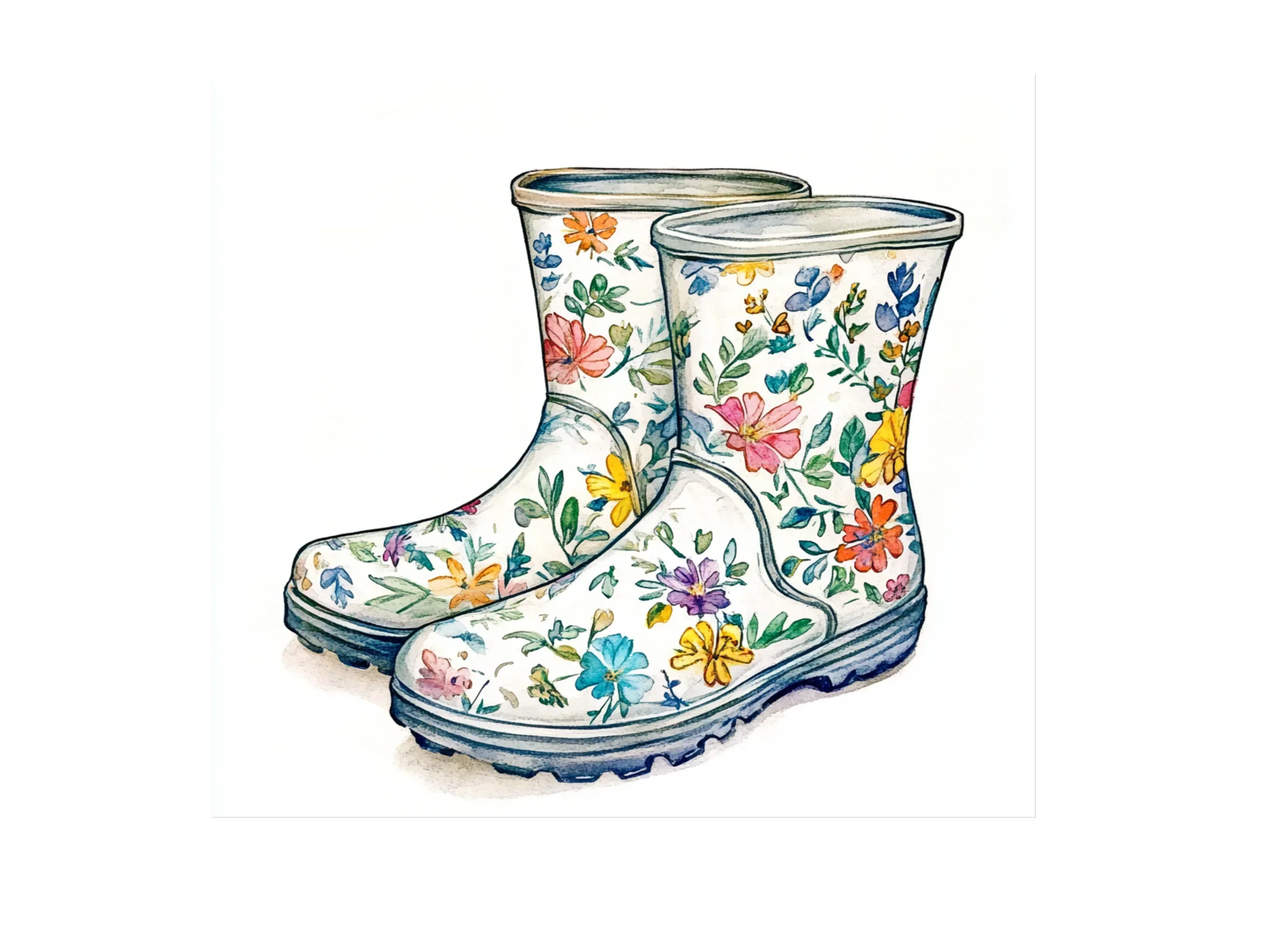 Vibrant Floral Rain Boots Clipart Bundle - Image 3