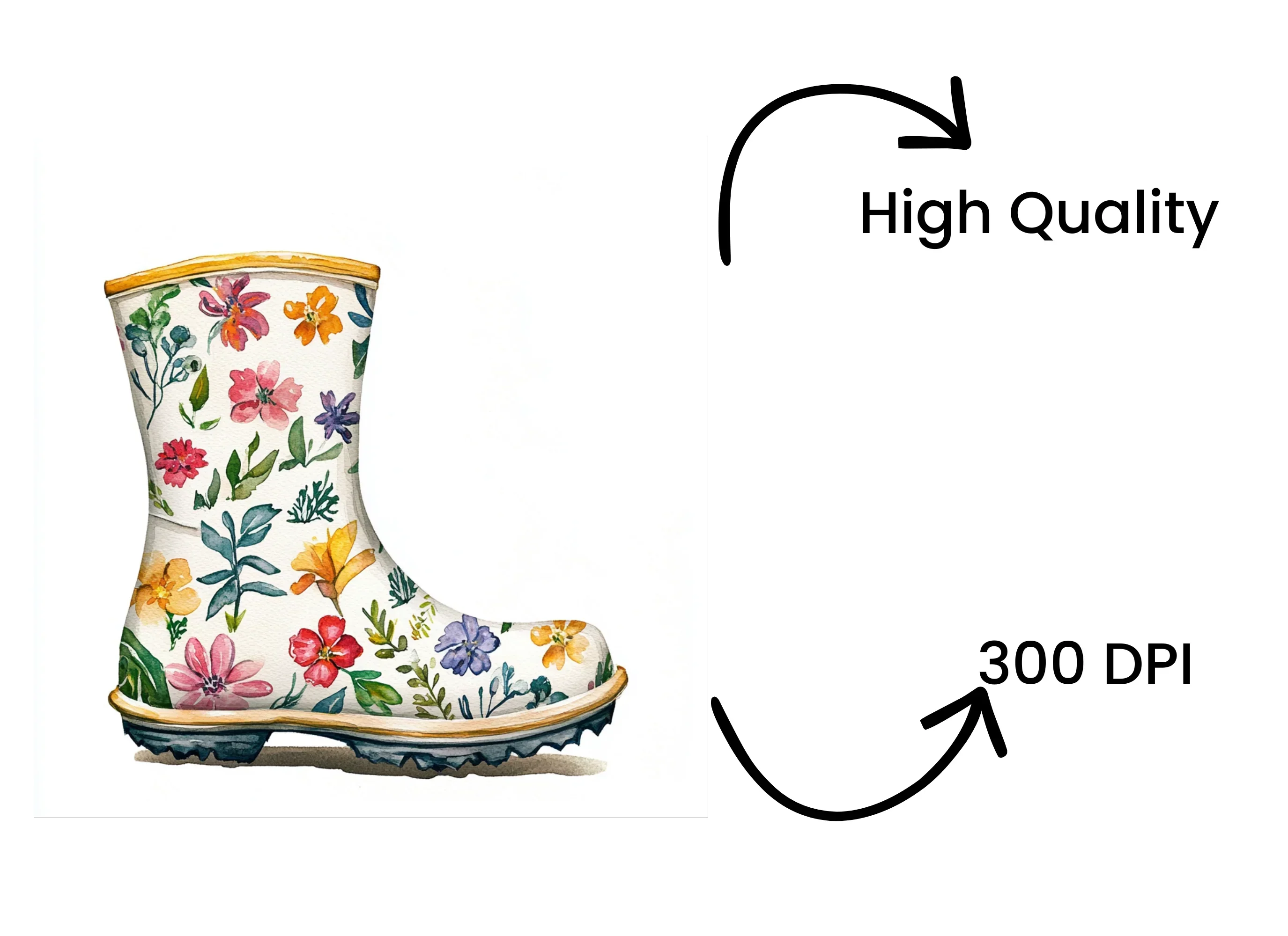 Vibrant Floral Rain Boots Clipart Bundle - Image 4