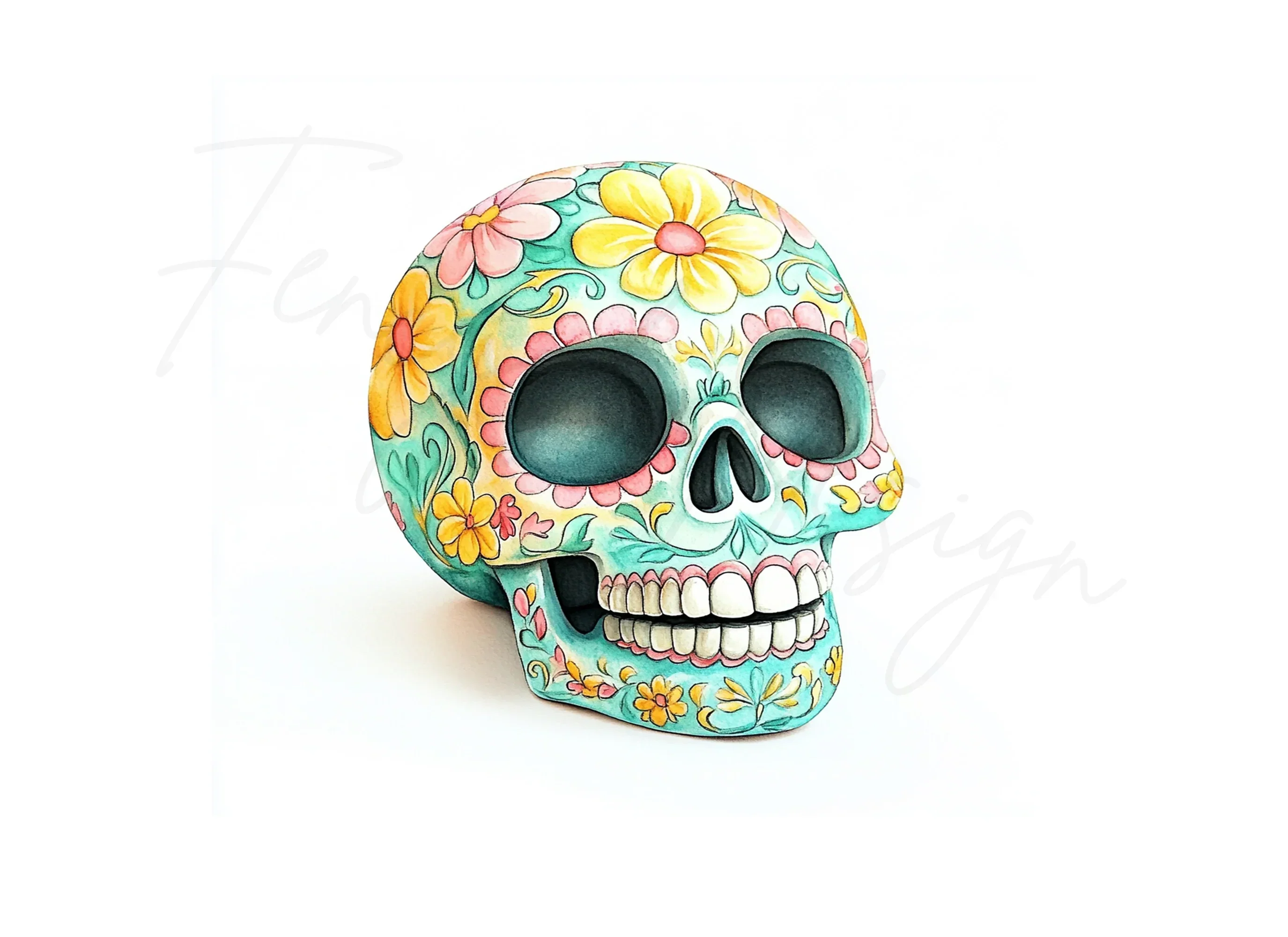 Vibrant Floral Sugar Skull Clipart Bundle - Image 2