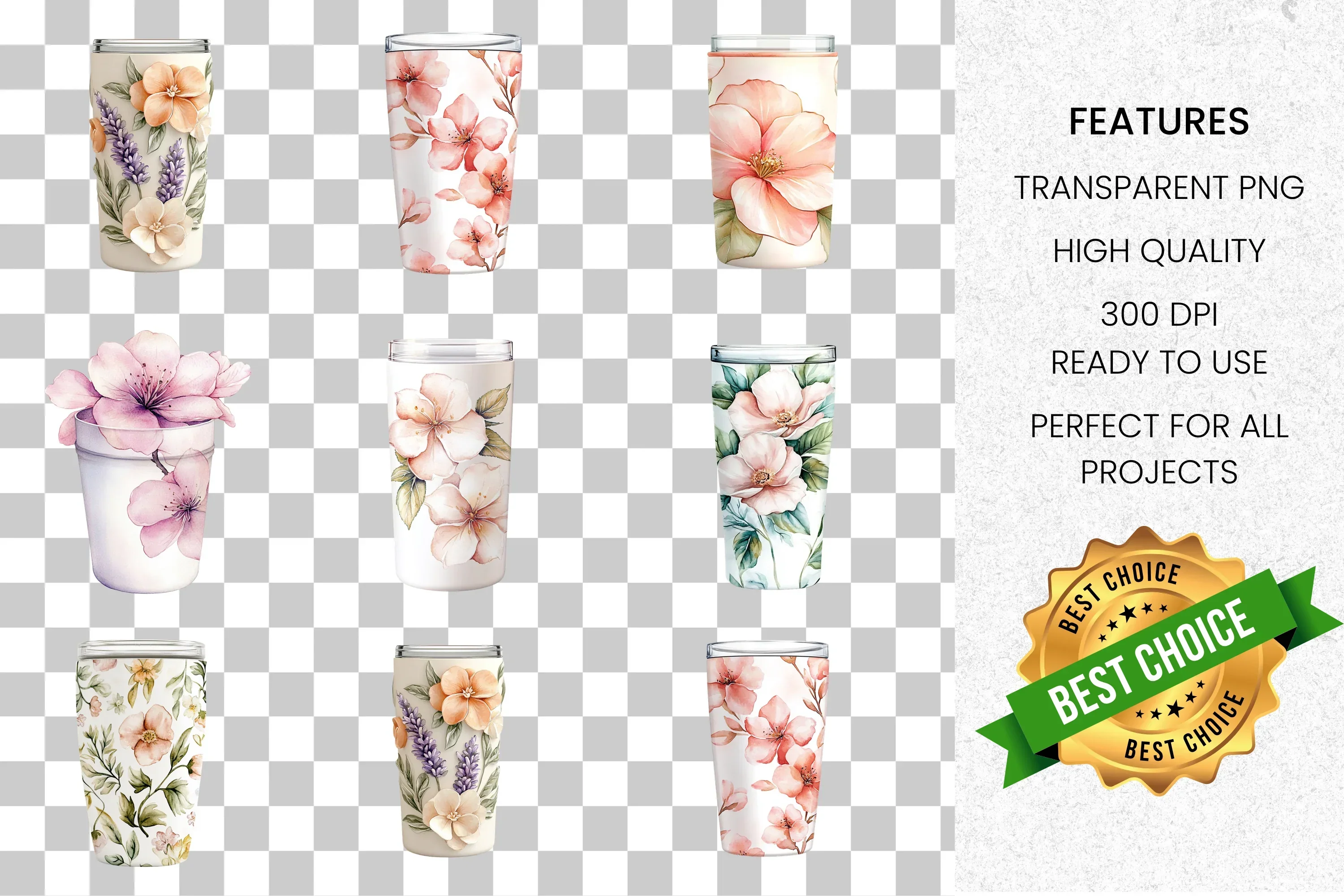 Vibrant Floral Tumbler Clipart Bundle - Image 8