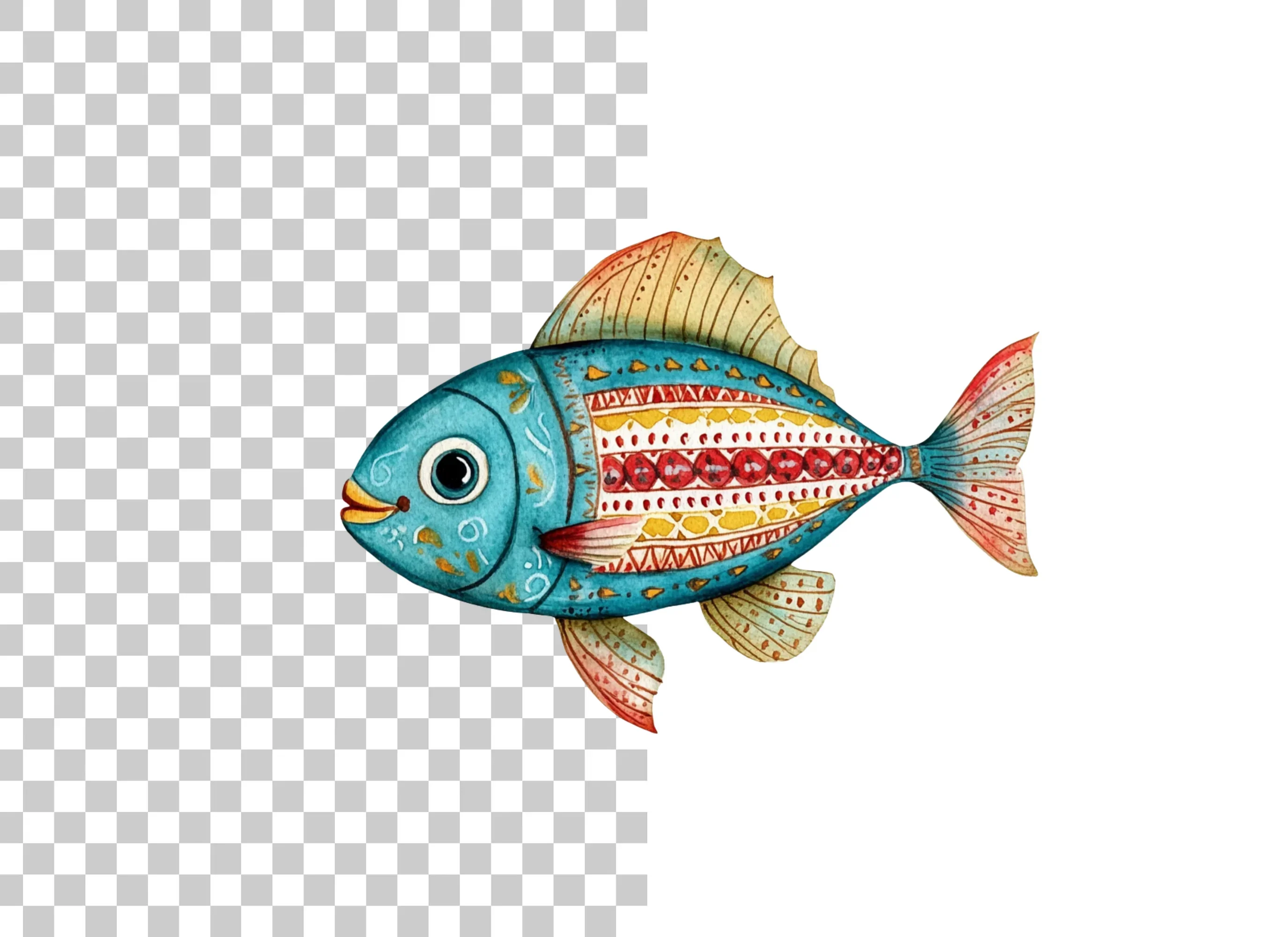 Vibrant Folk Fish Clipart Bundle - Image 2