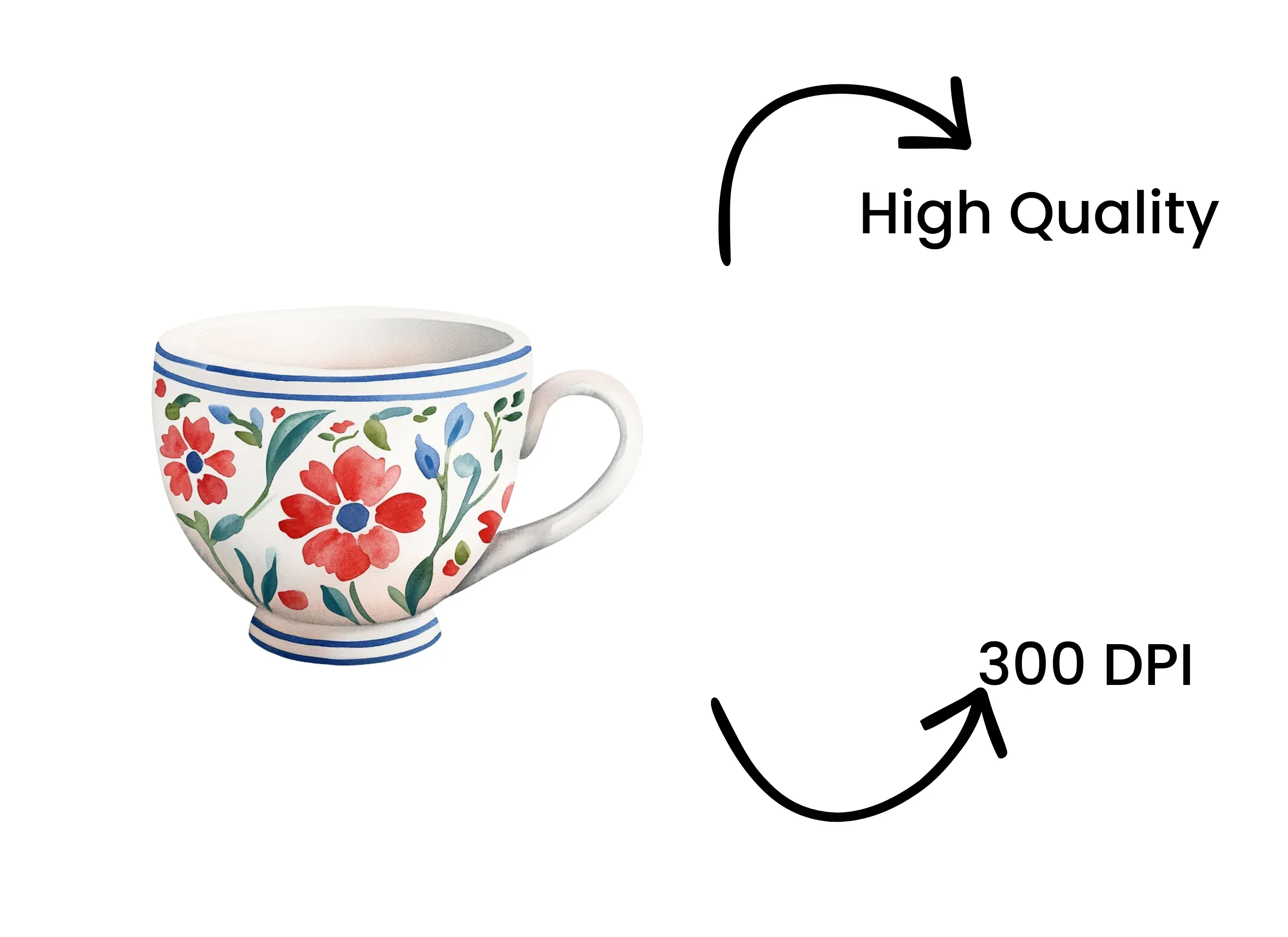 Vibrant Folk Floral Tea Cups Clipart Bundle - Image 4
