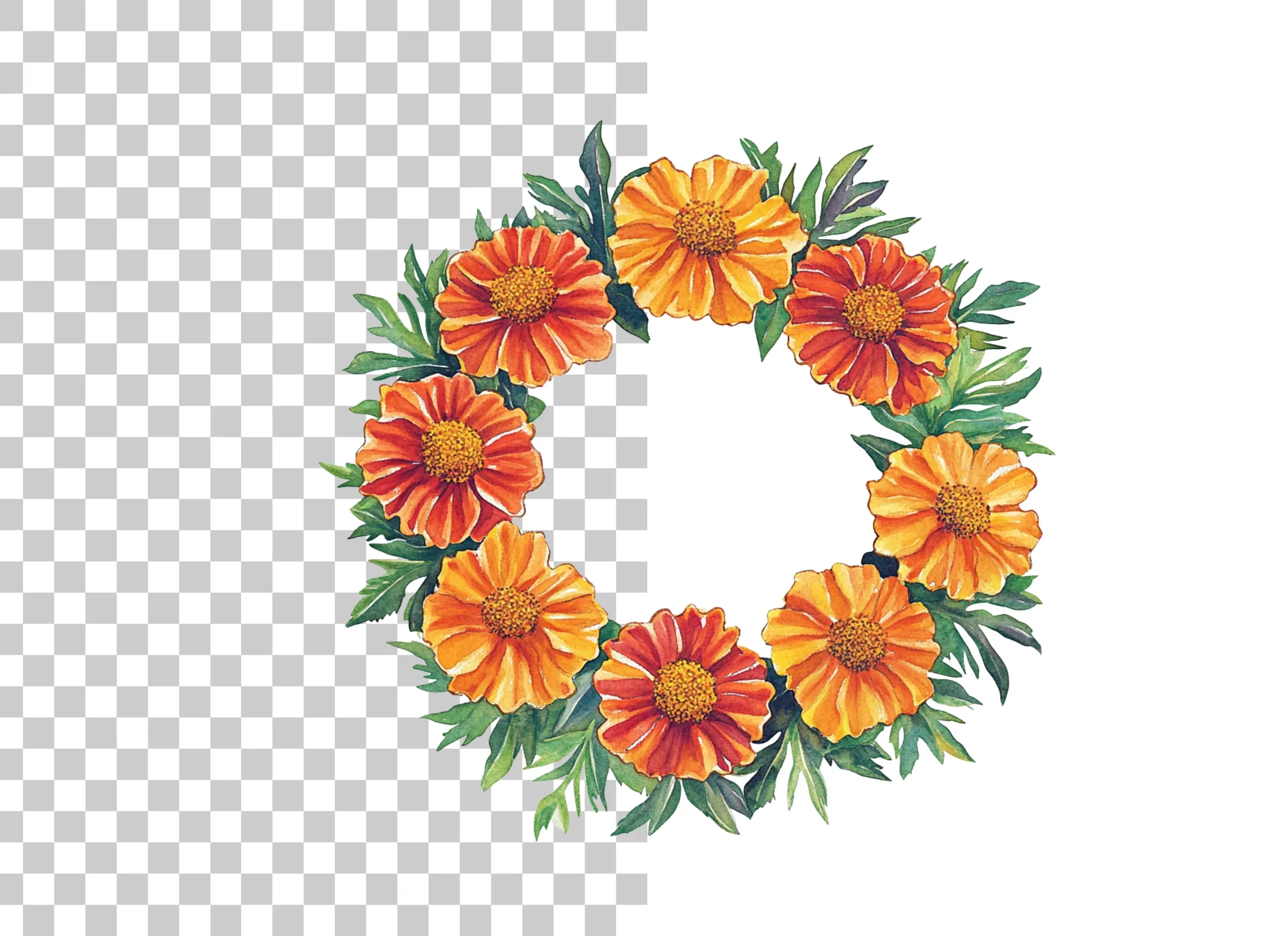 Vibrant Marigold Flower Wreath Clipart Bundle - Image 4