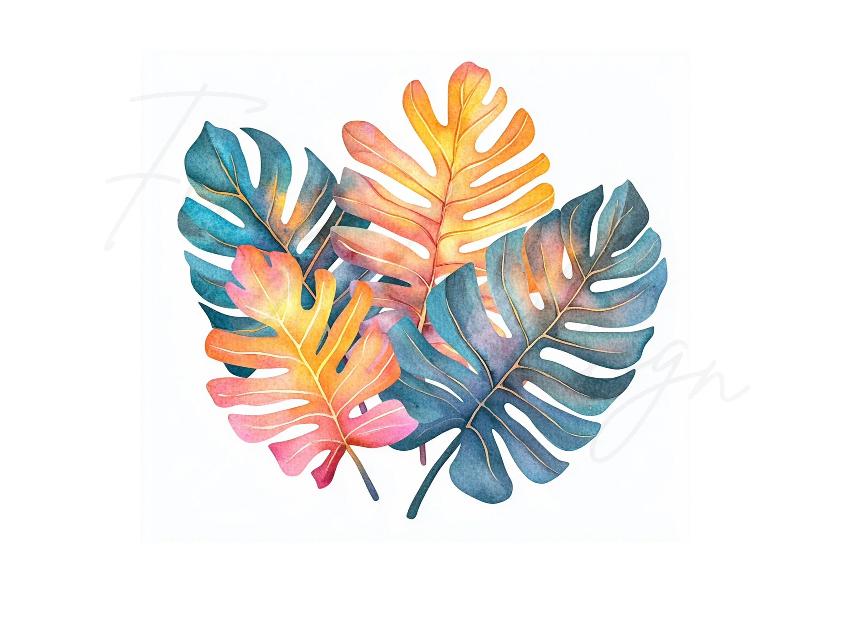 Vibrant Monstera Leaves Clipart Bundle - Image 2