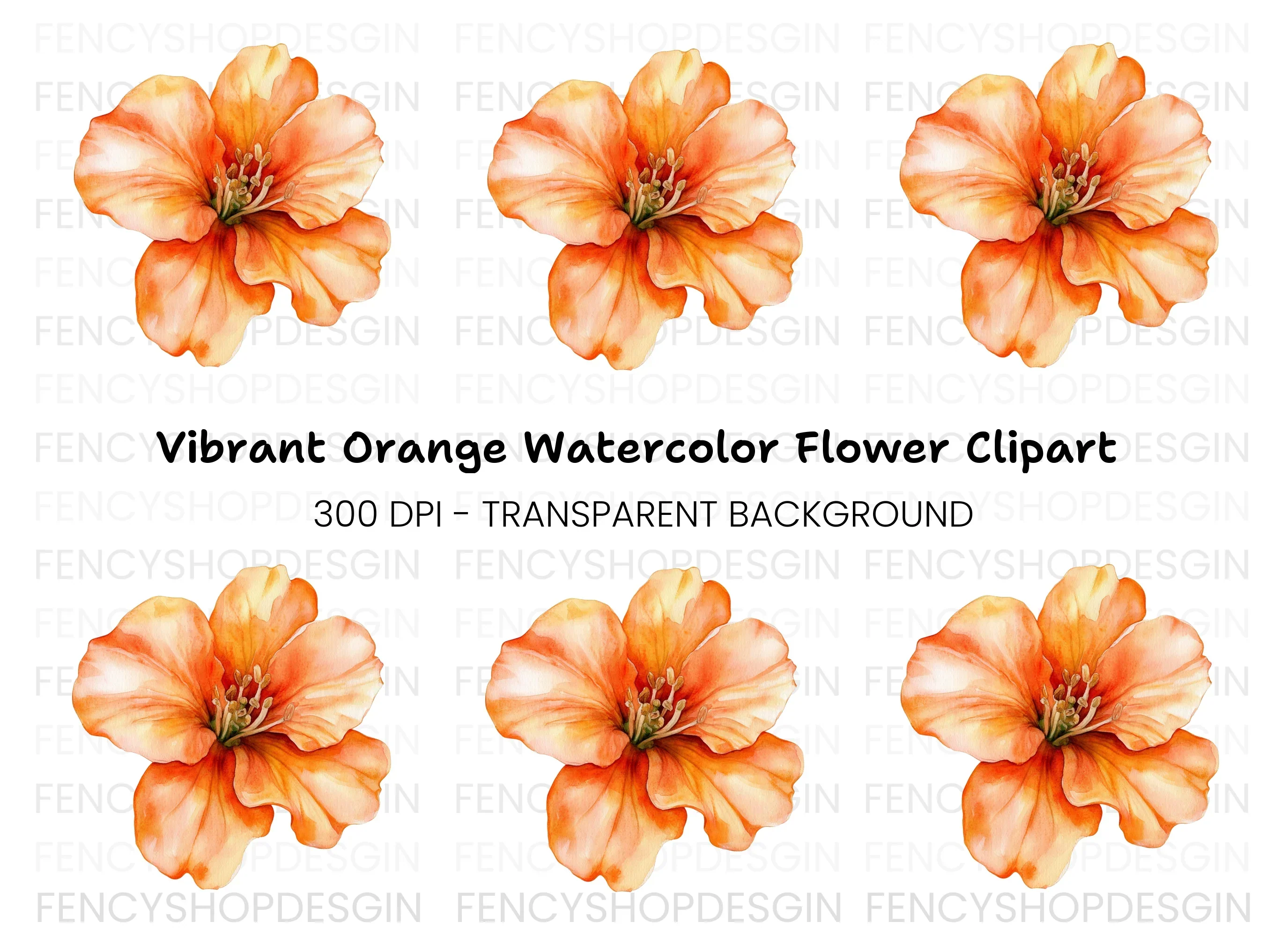 Vibrant Orange Flower Clipart Bundle