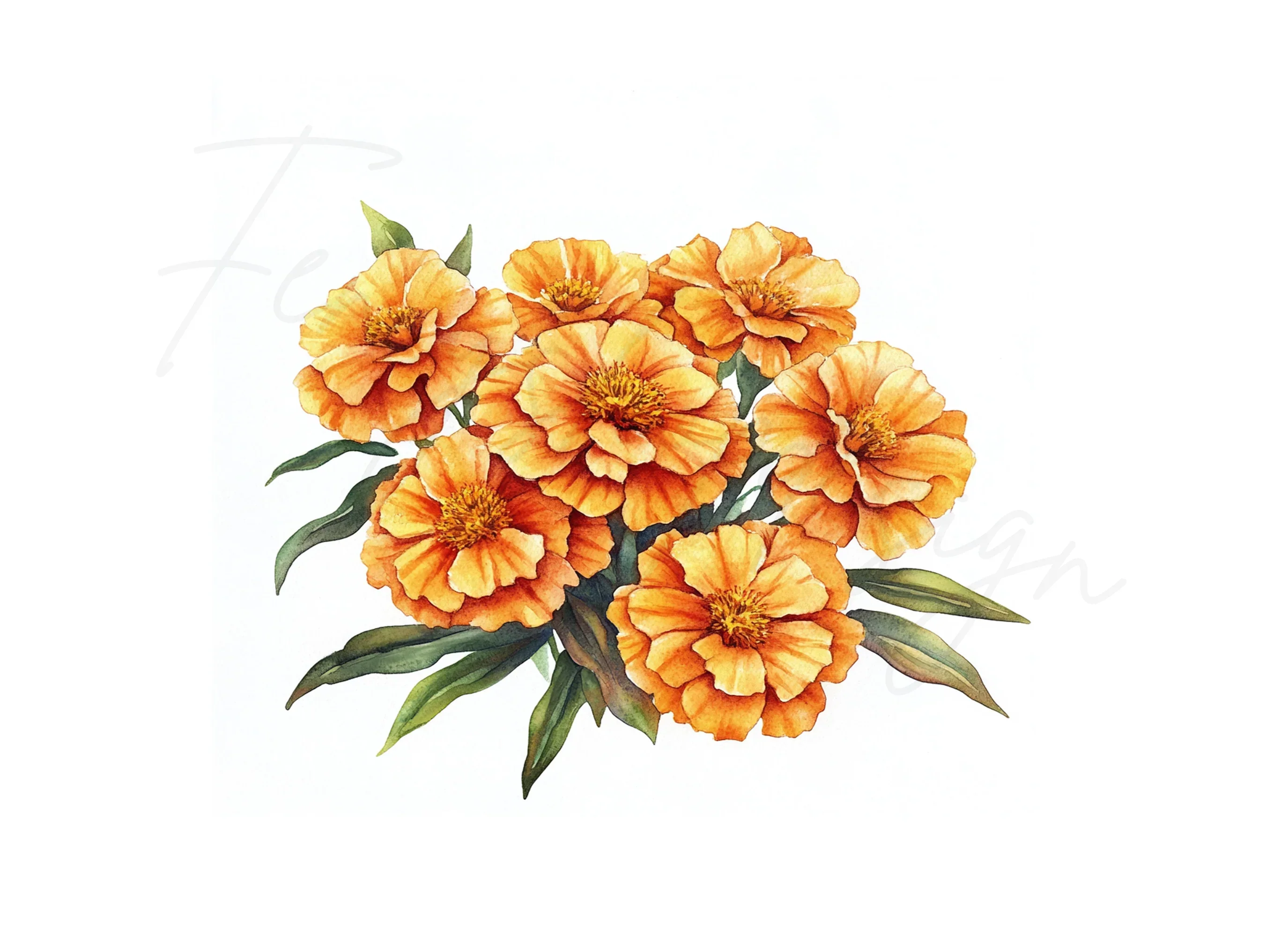 Vibrant Orange Marigold Flower Clipart Bundle - Image 2