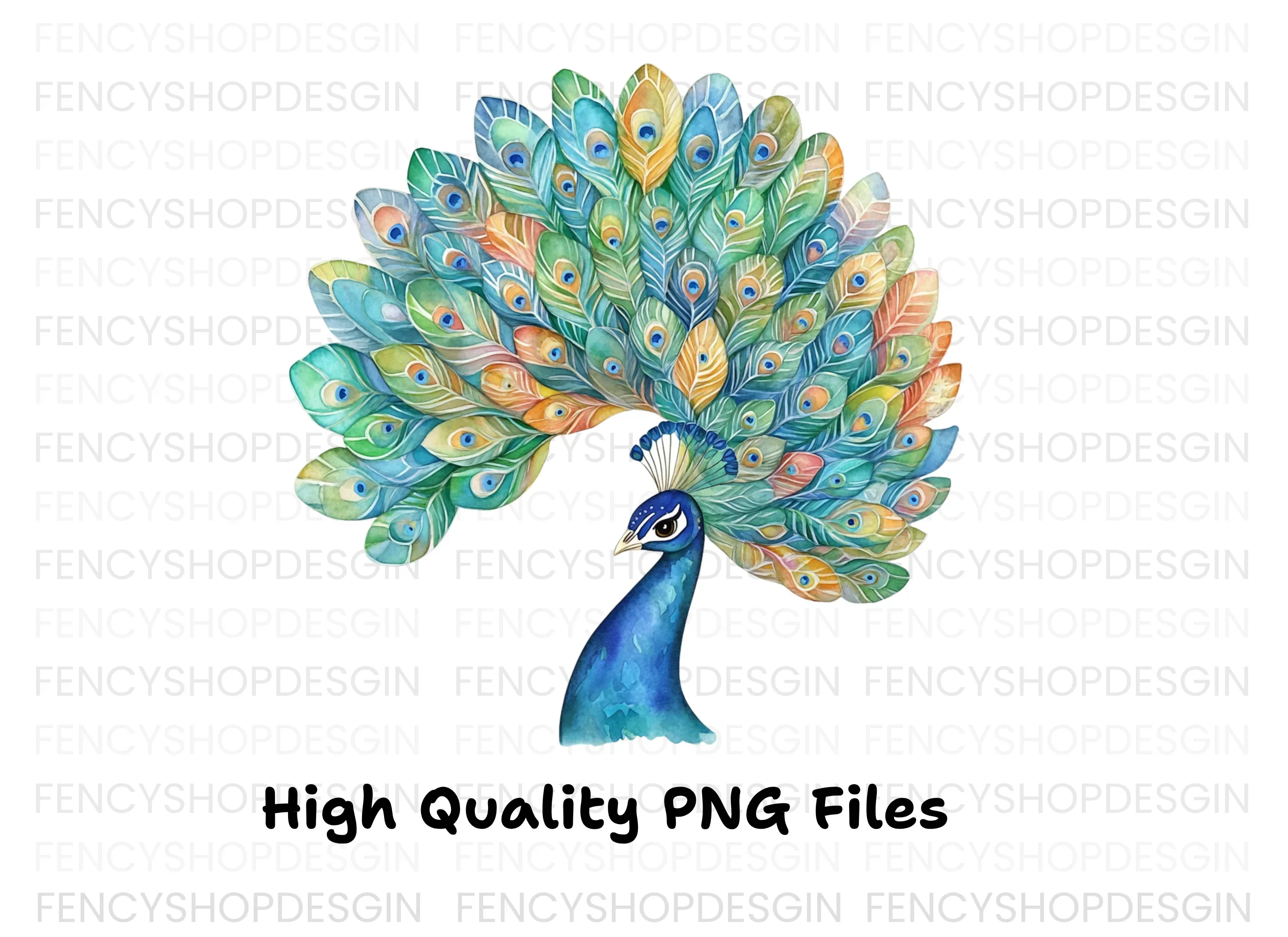 Vibrant Peacock Feather Fan Clipart Bundle - Image 3