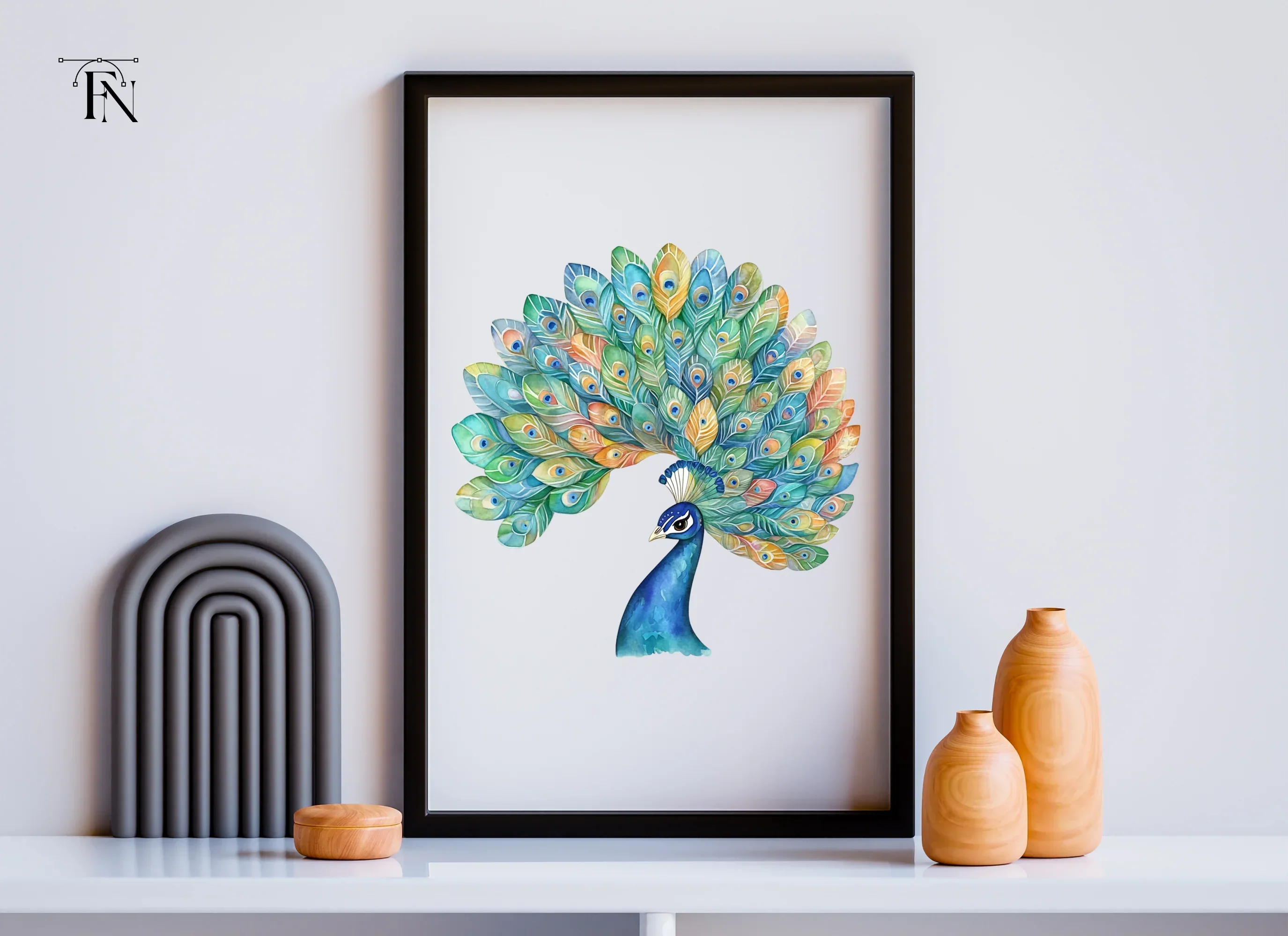 Vibrant Peacock Feather Fan Clipart Bundle - Image 5