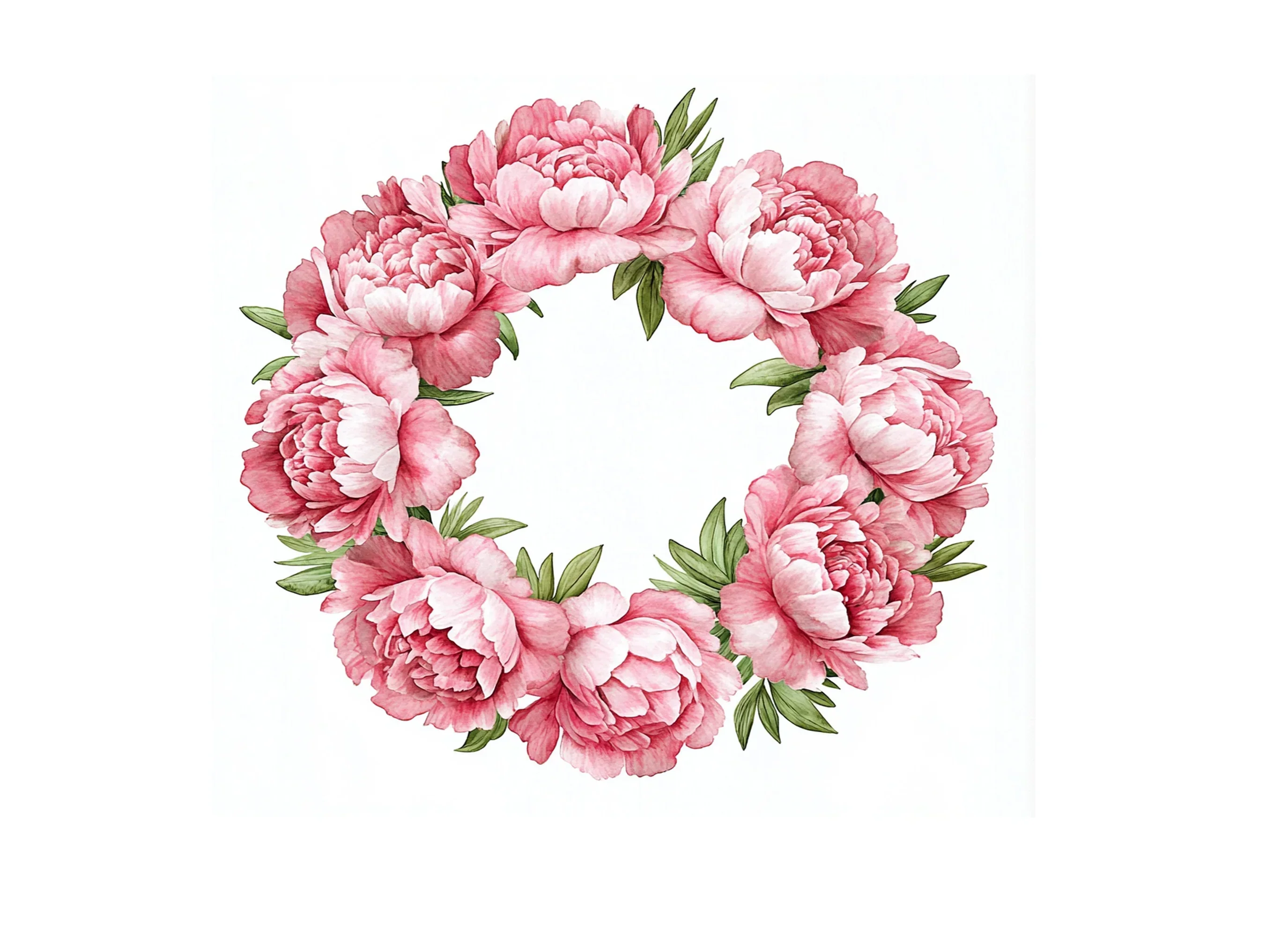 Vibrant Peony Wreath Clipart Bundle - Image 2