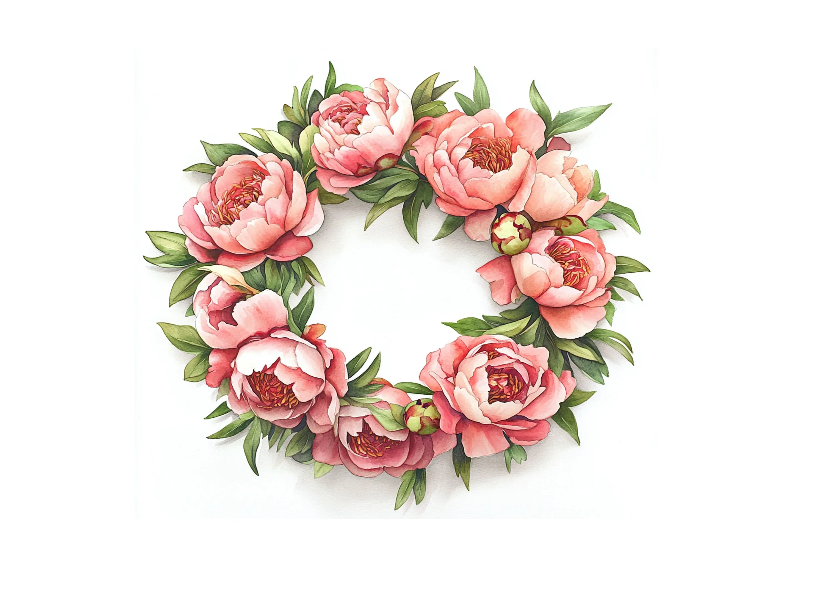 Vibrant Peony Wreath Clipart Bundle - Image 3