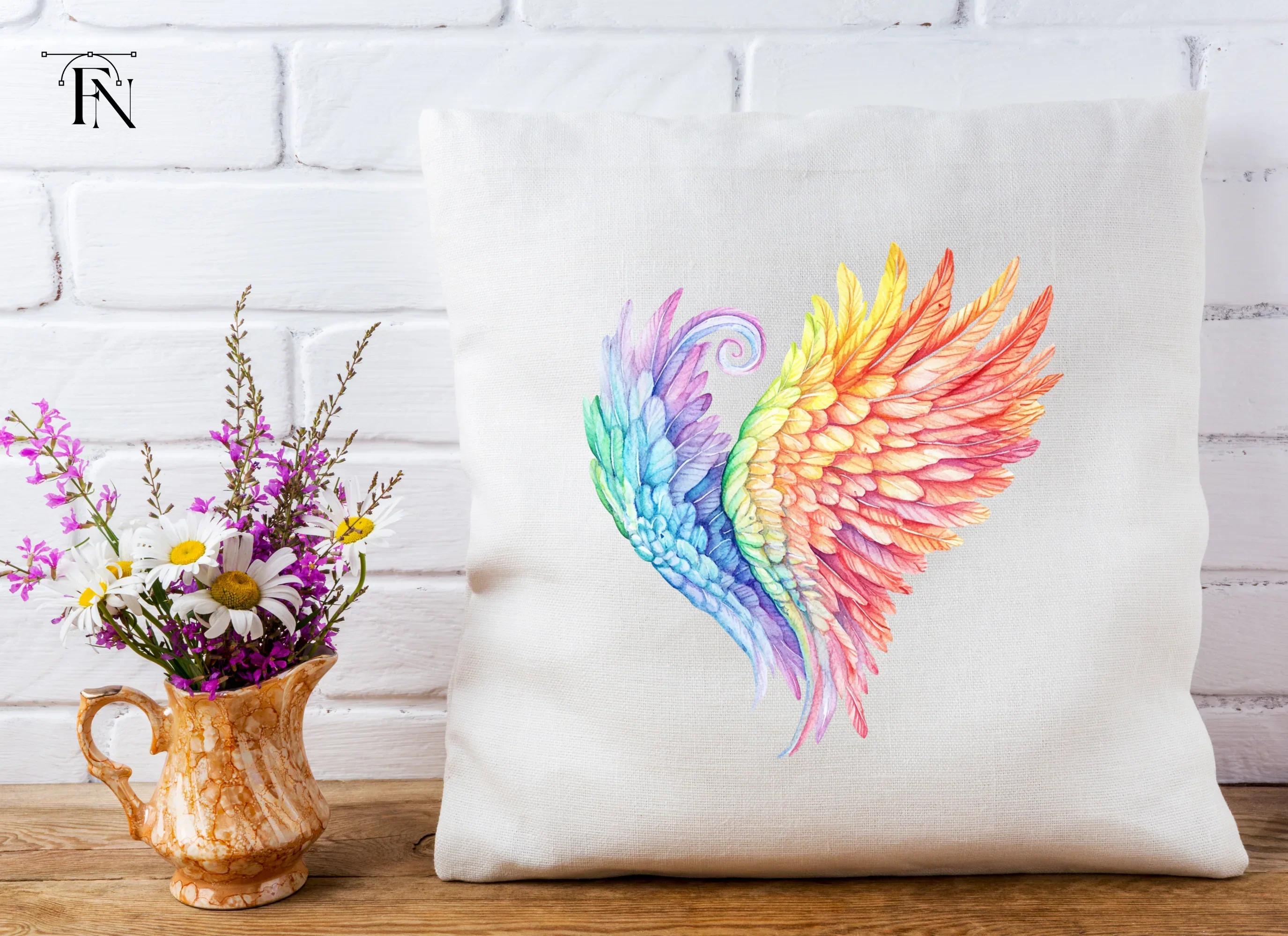 Vibrant Rainbow Angel Wings Clipart Bundle - Image 5