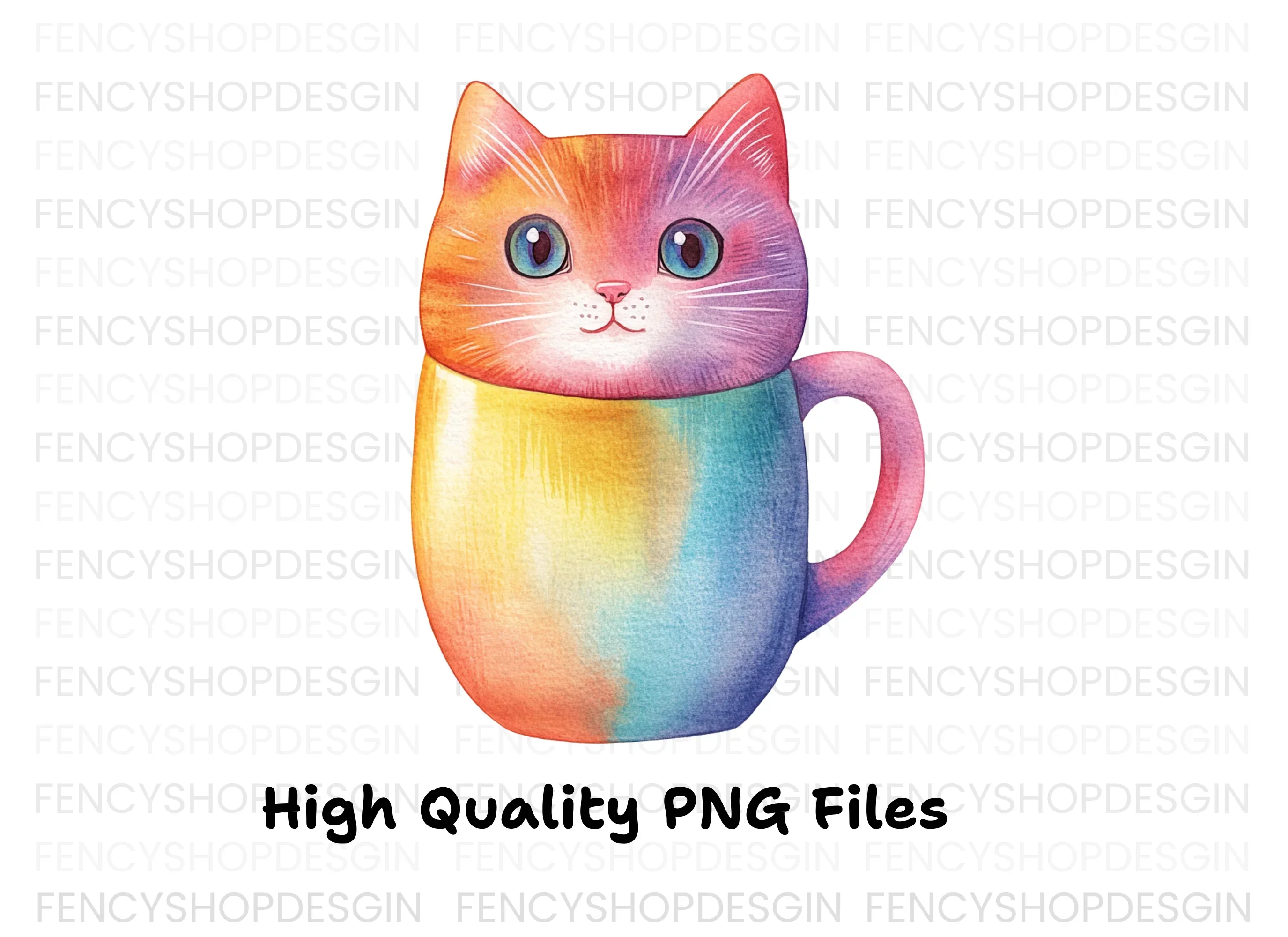 Vibrant Rainbow Cat Clipart Bundle - Image 3