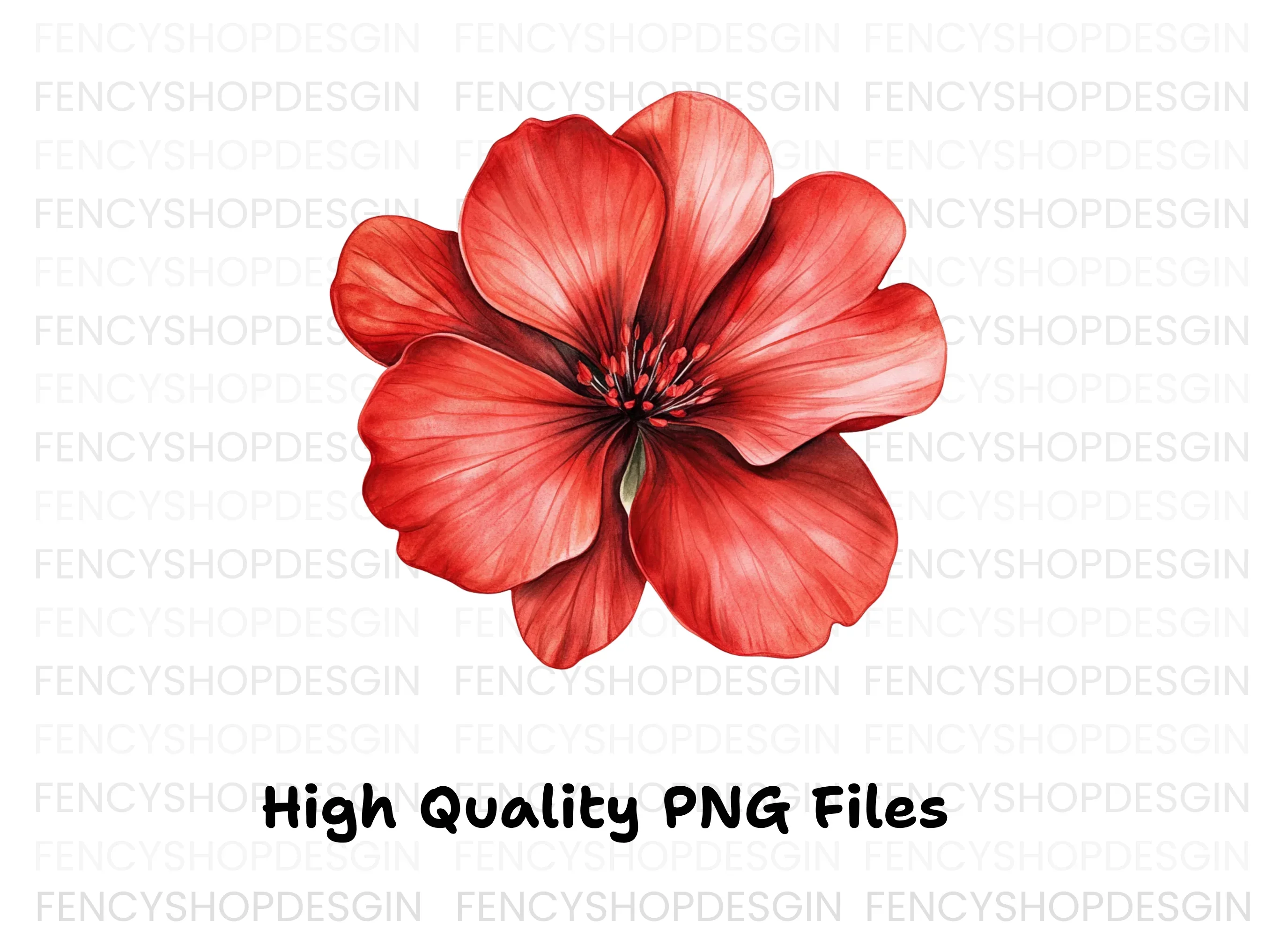 Vibrant Red Geranium Flower Clipart Bundle - Image 3