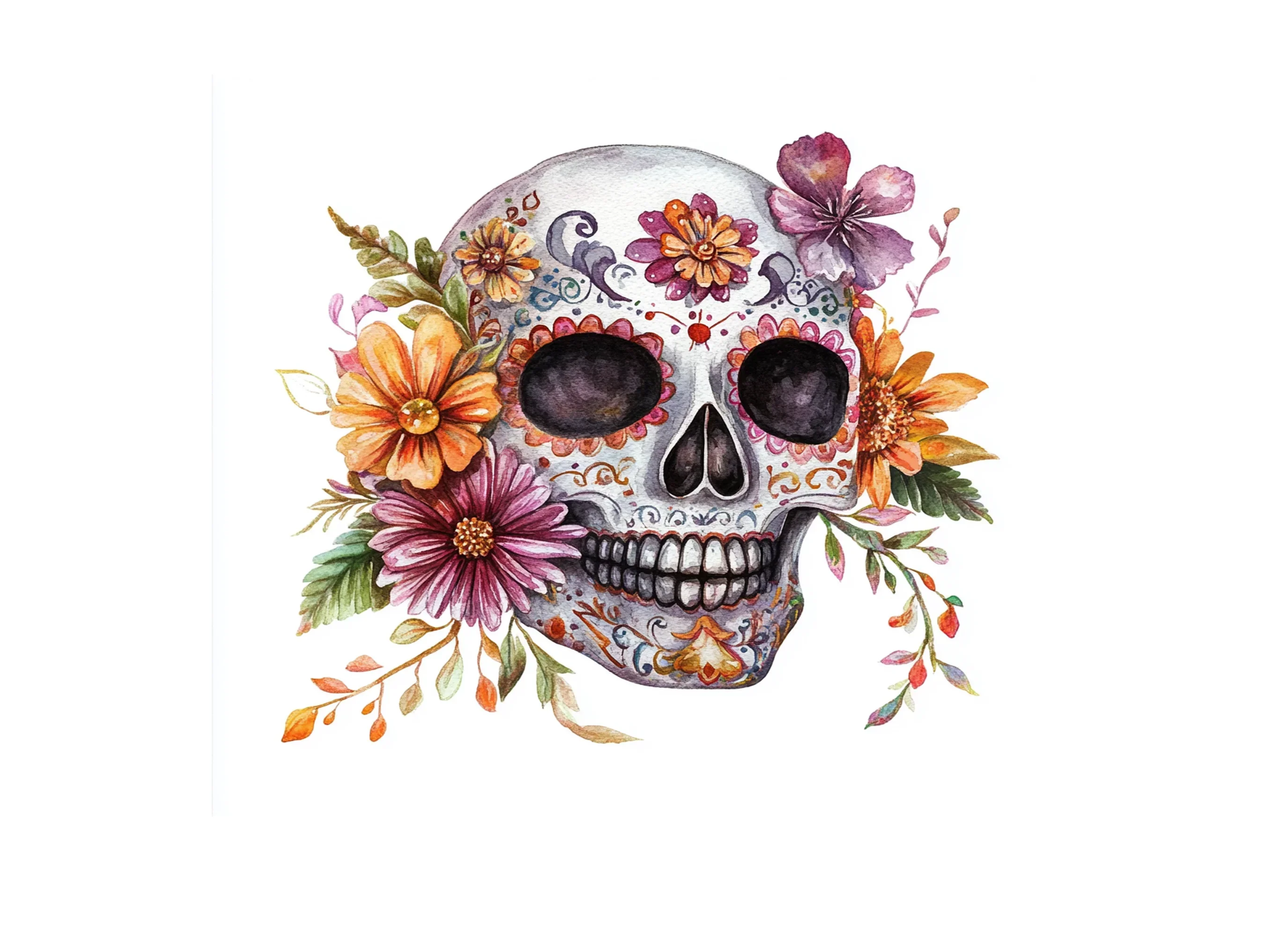 Vibrant Sugar Skull Clipart Bundle - Image 2