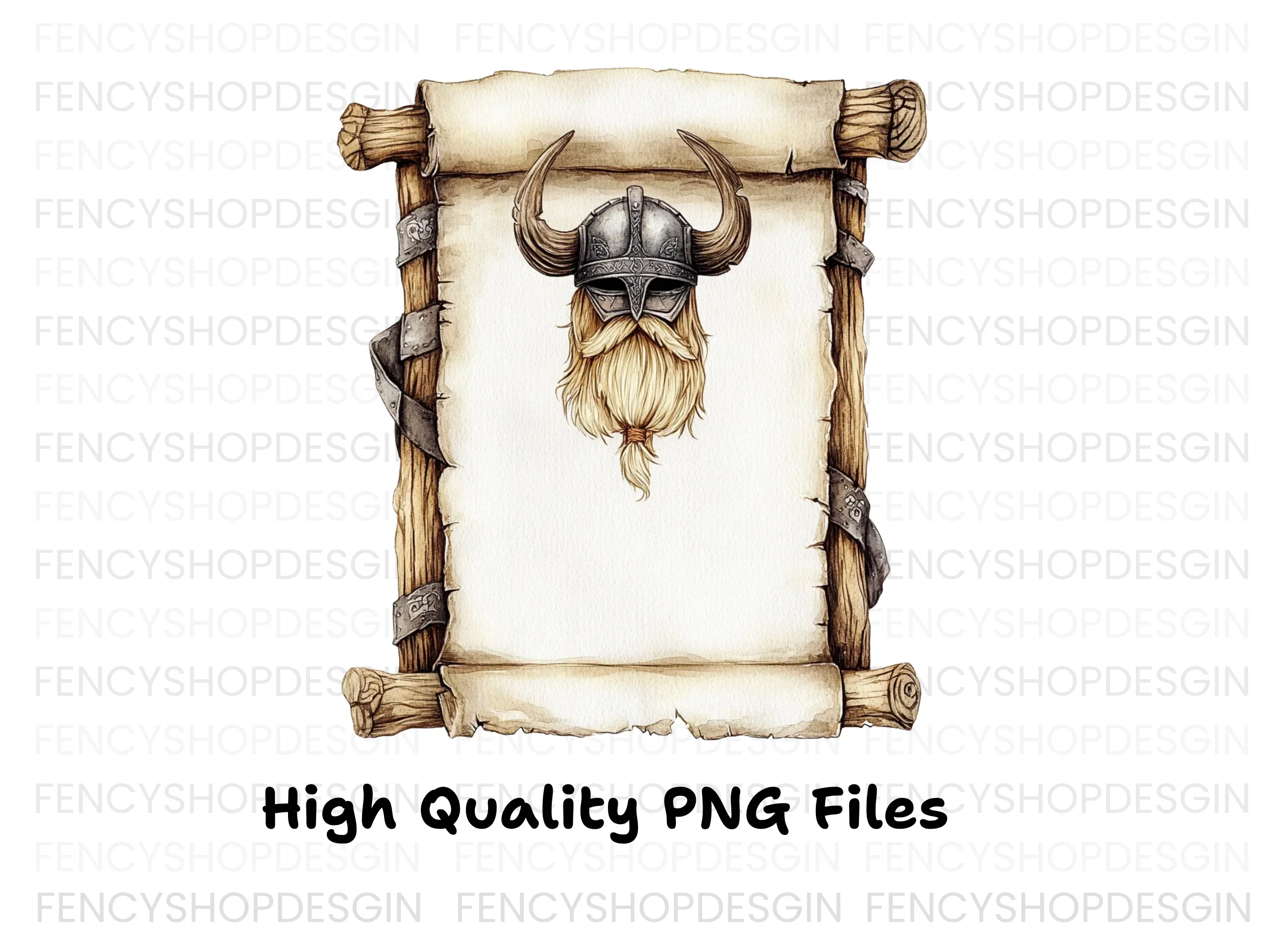 Viking Helmet and Beard Scroll Clipart Bundle - Image 2