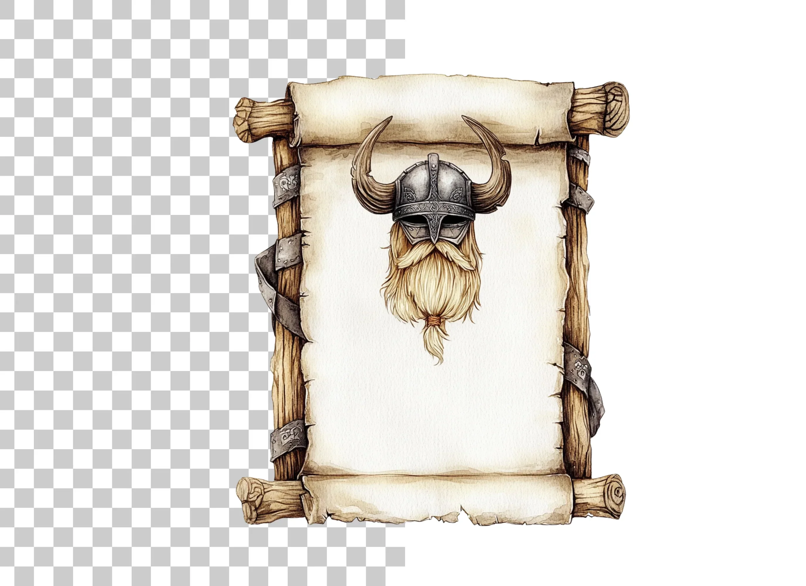Viking Helmet and Beard Scroll Clipart Bundle - Image 6
