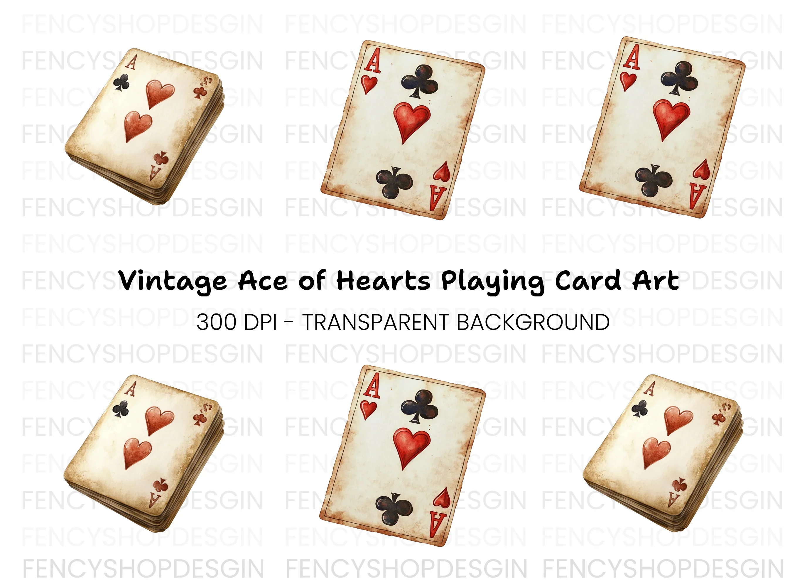 Vintage Ace Playing Card Clipart Bundle