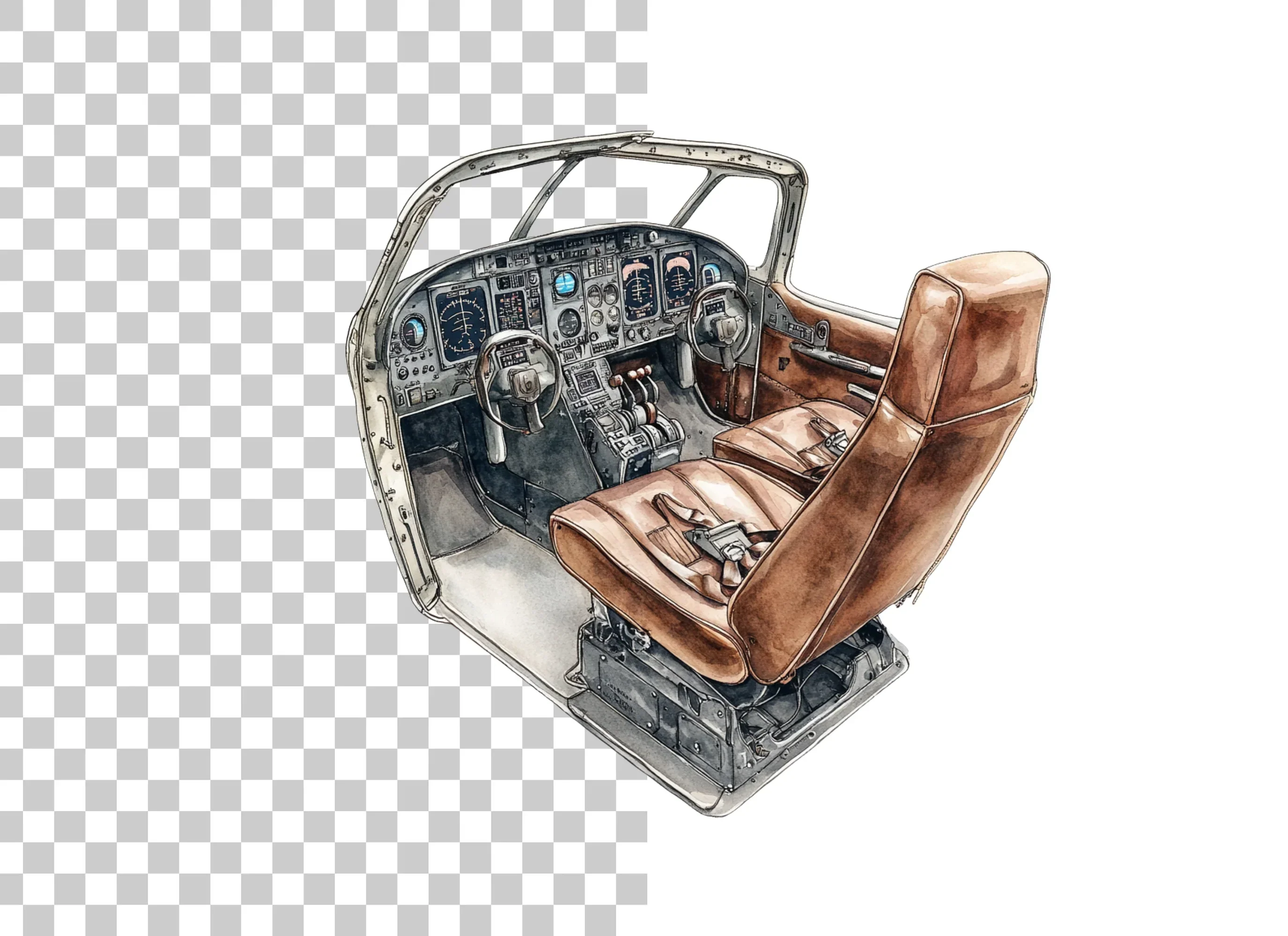 Vintage Airplane Cockpit Clipart Bundle - Image 2