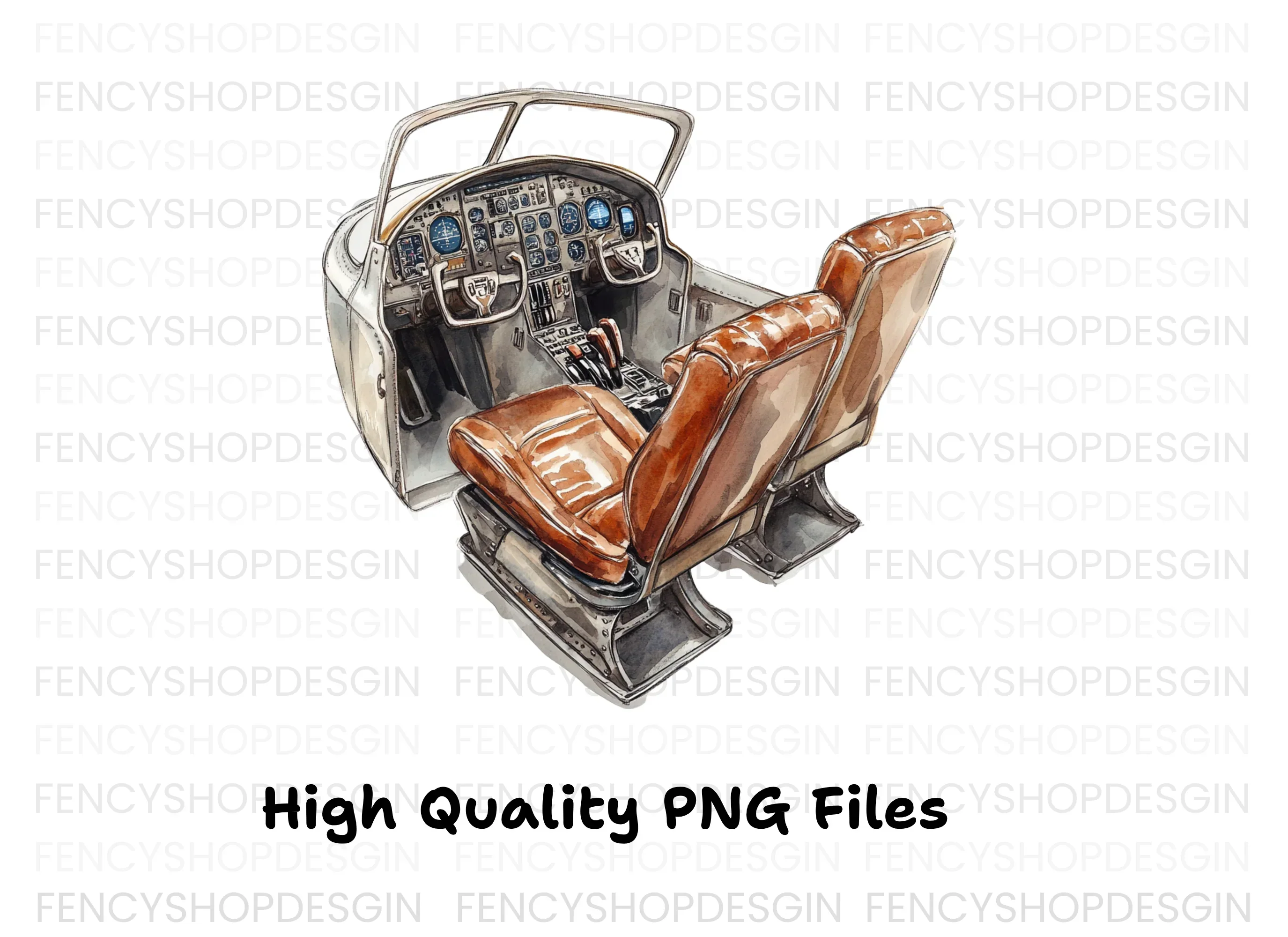 Vintage Airplane Cockpit Clipart Bundle - Image 3