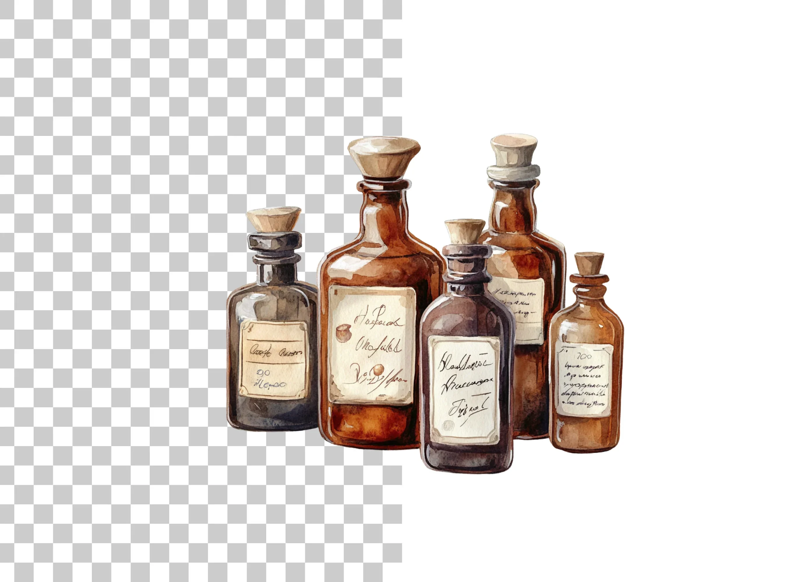 Vintage Apothecary Bottles Clipart Bundle - Image 2