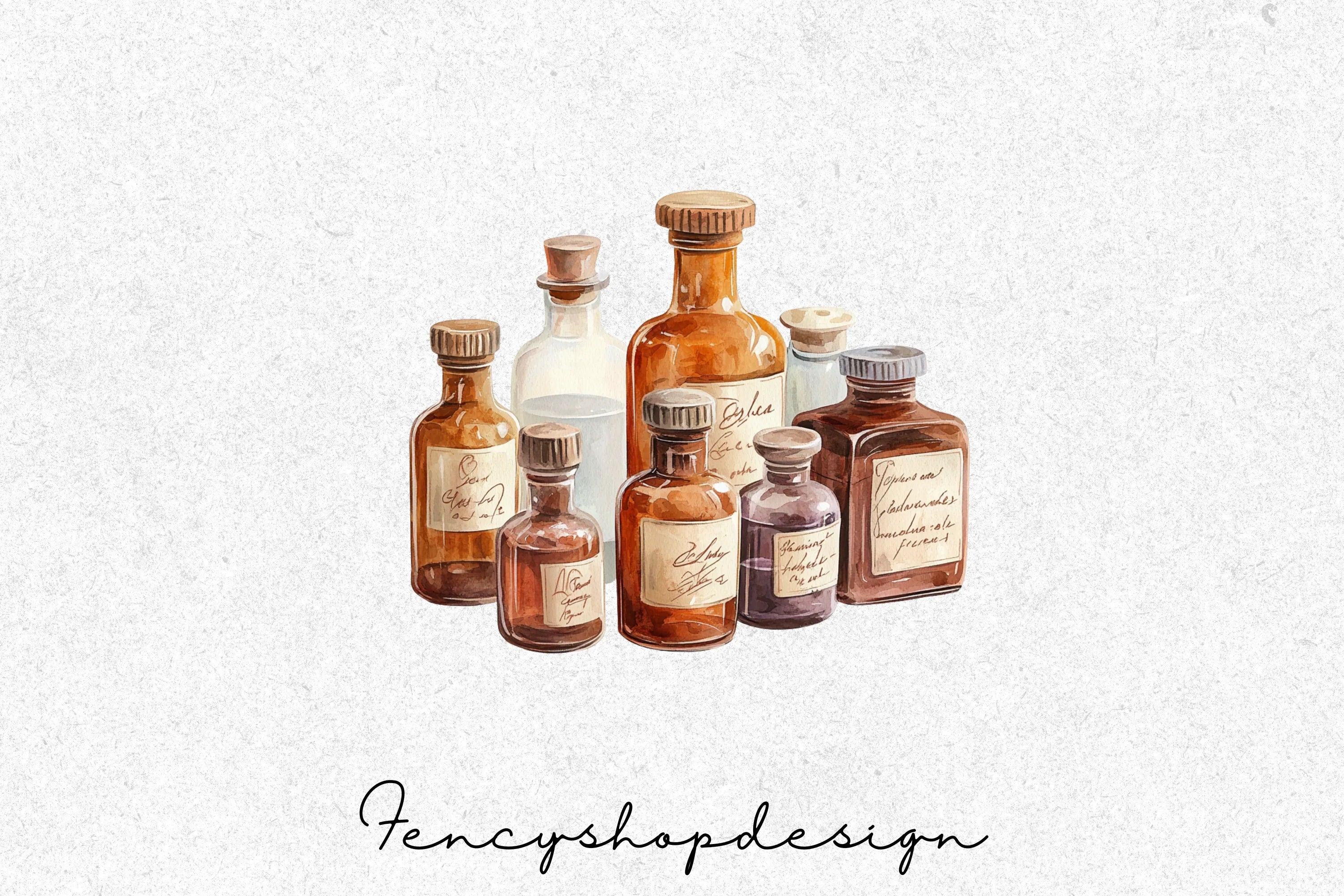 Vintage Apothecary Bottles Clipart Bundle - Image 3