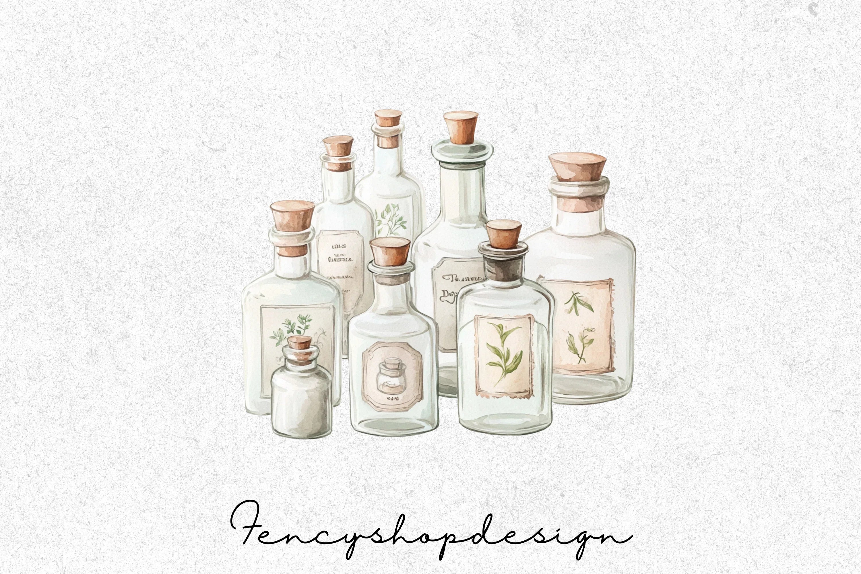 Vintage Apothecary Bottles Clipart Bundle - Image 4