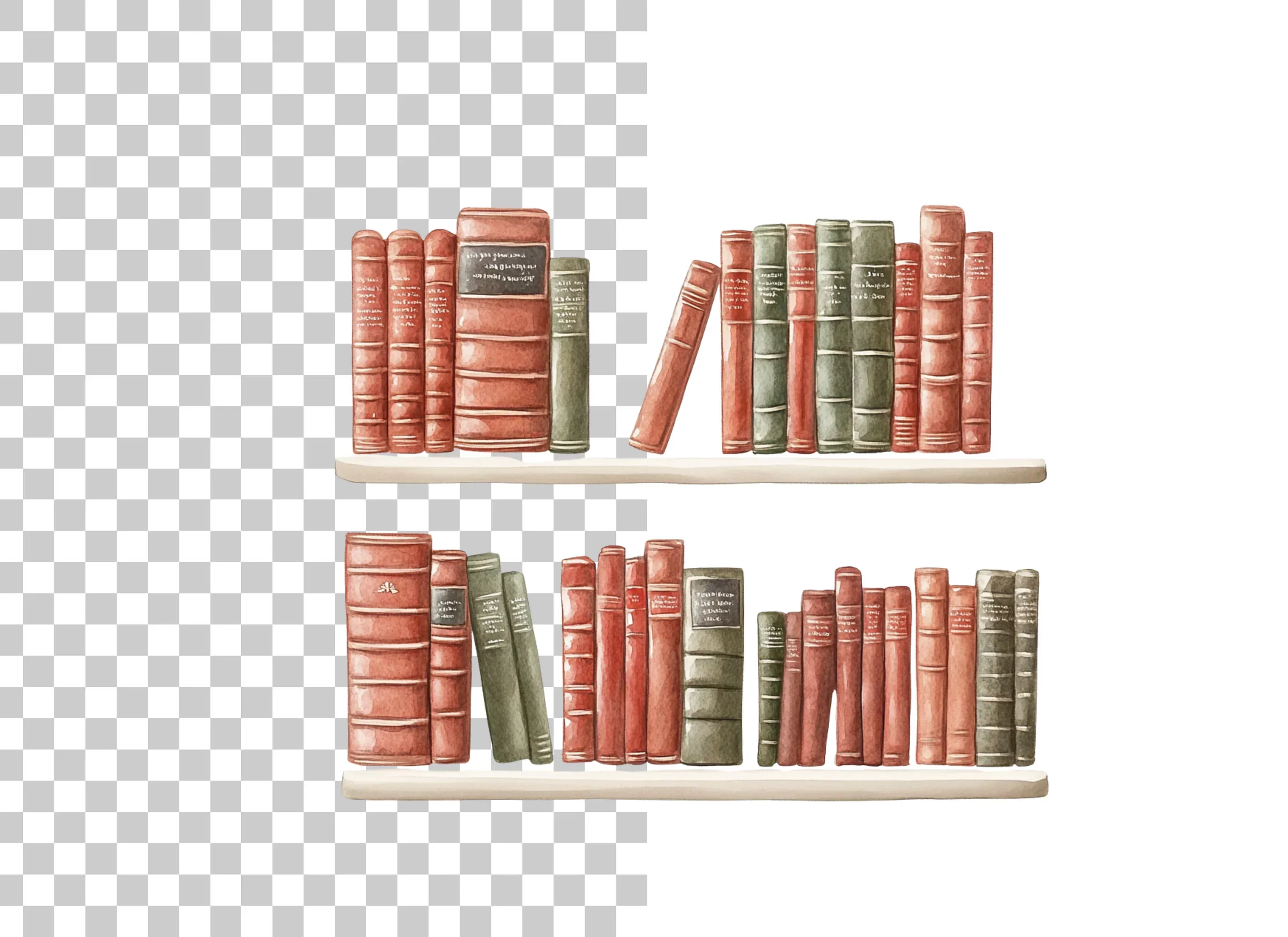 Vintage Bookshelf Clipart Bundle - Image 2