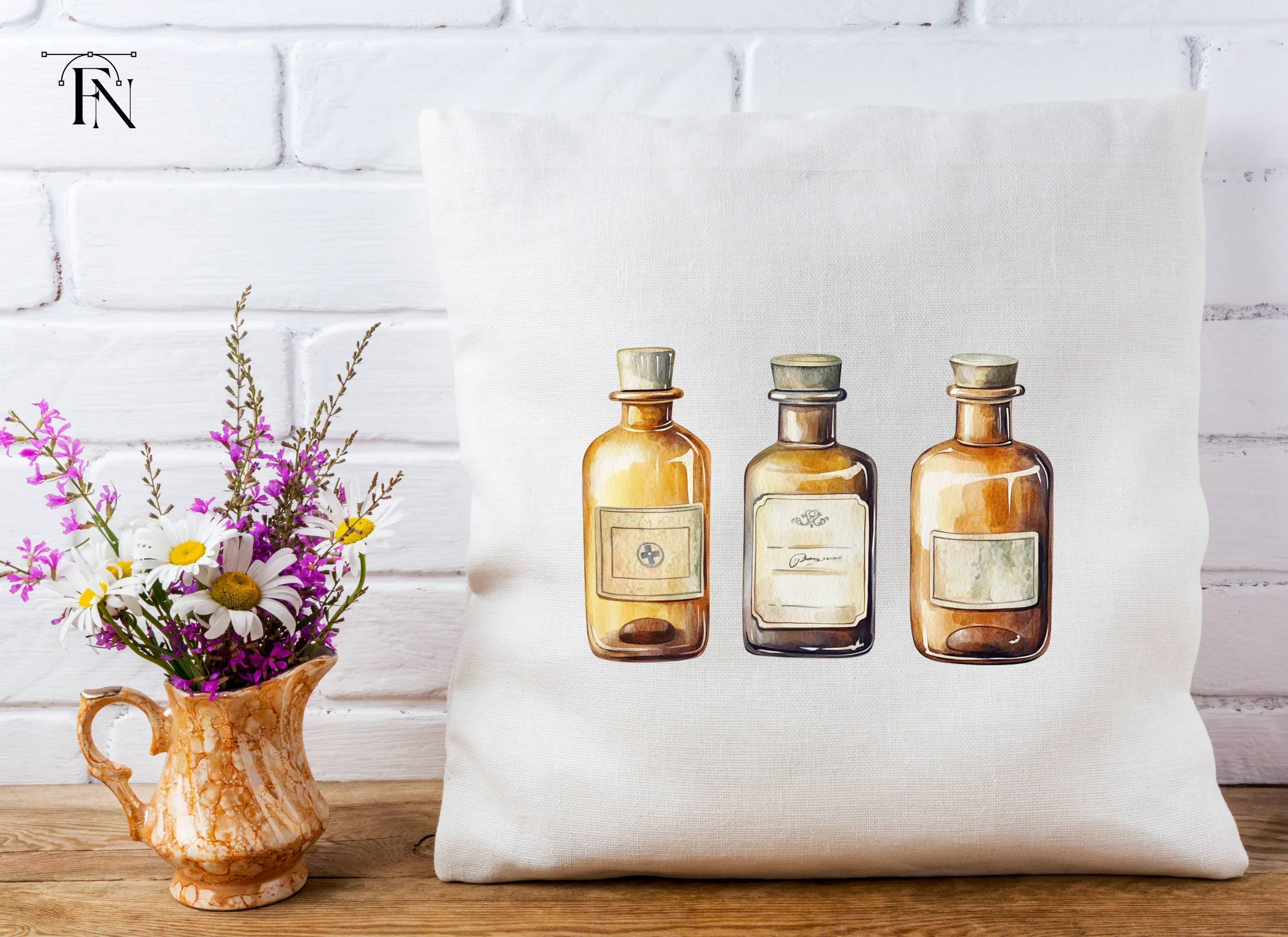 Vintage Brown Potion Bottles Clipart Bundle - Image 4