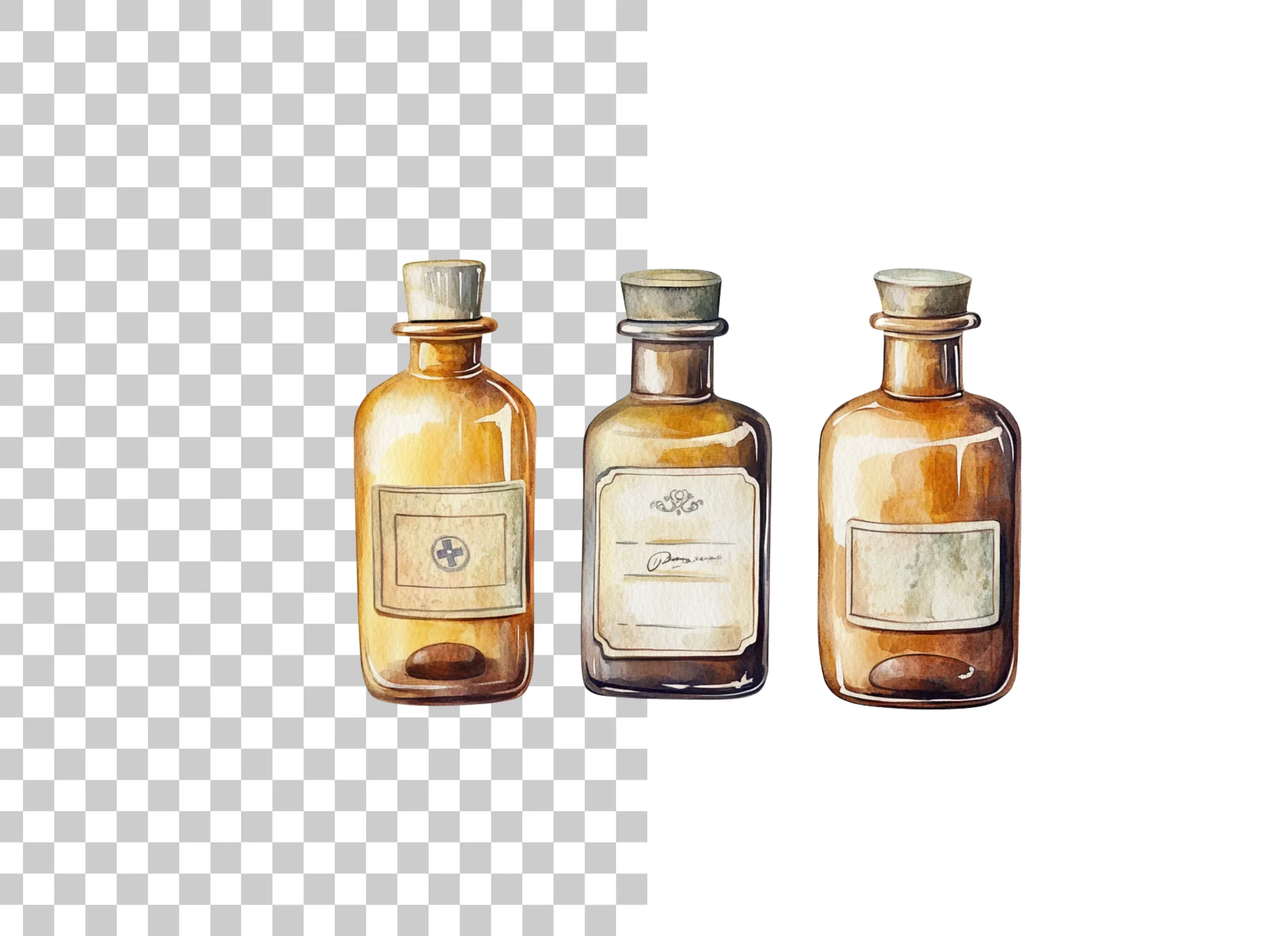 Vintage Brown Potion Bottles Clipart Bundle - Image 6