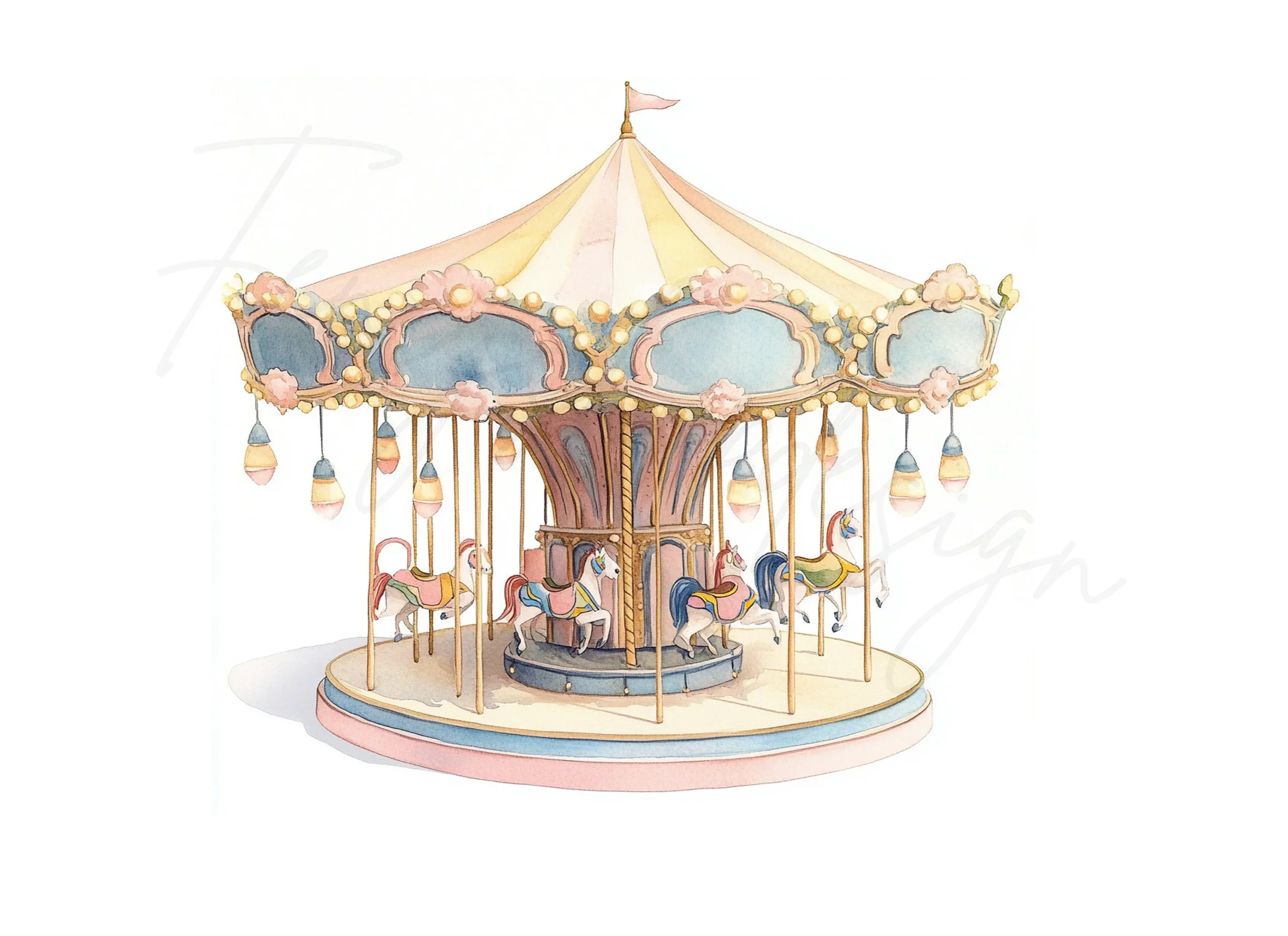 Vintage Carousel Clipart Bundle - Image 3