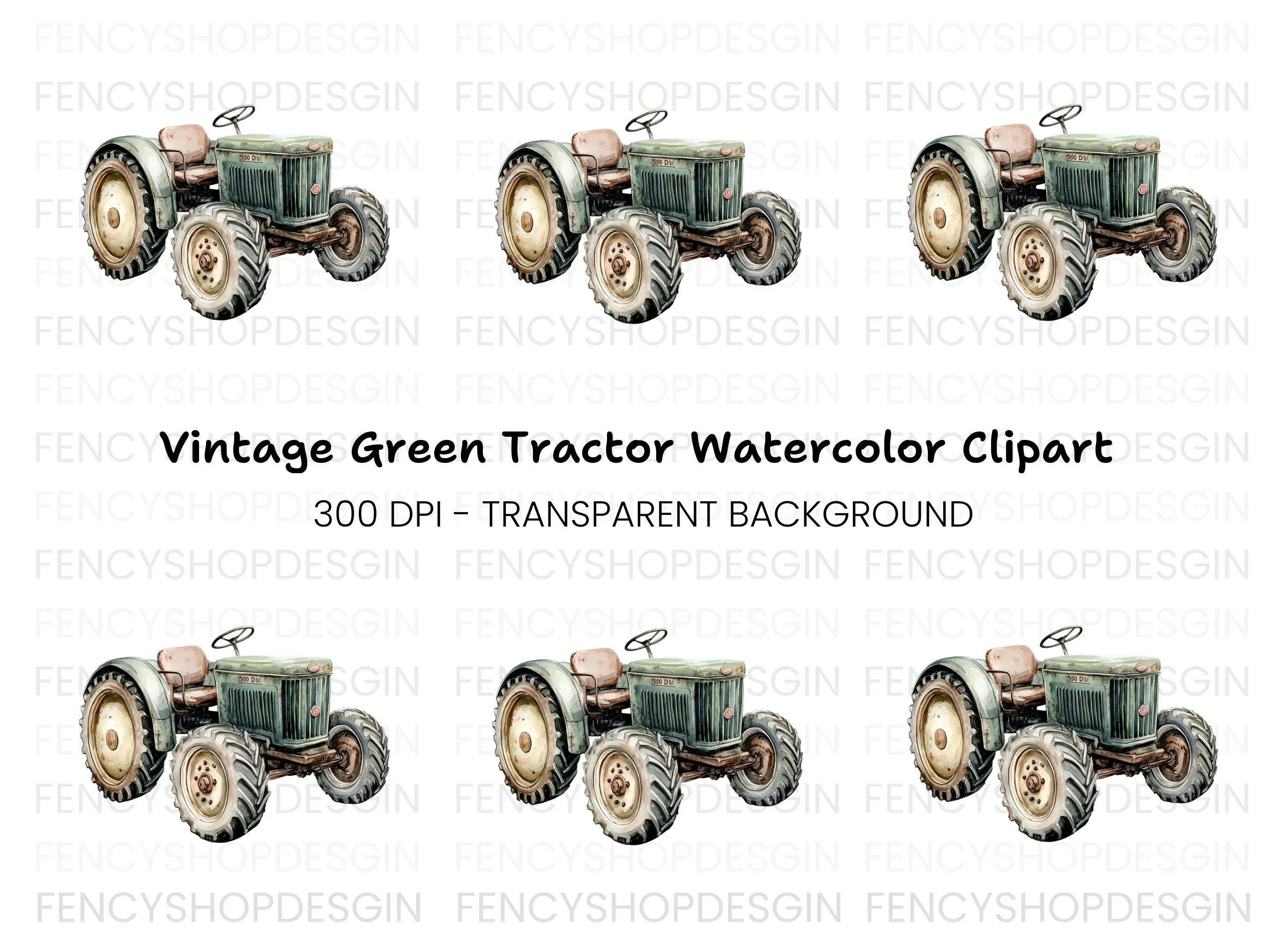 Vintage Farm Tractor Clipart Bundle