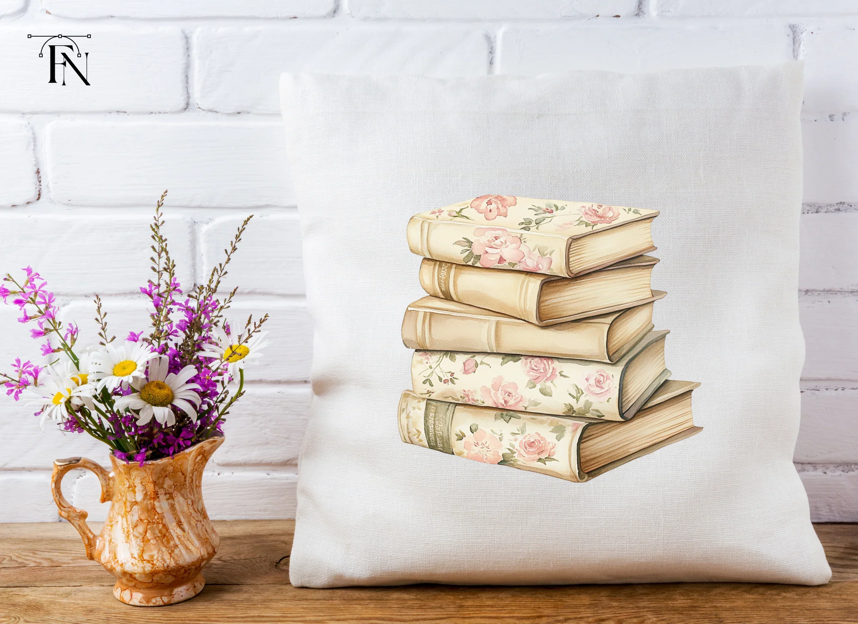 Vintage Floral Book Stacks Clipart Bundle - Image 5