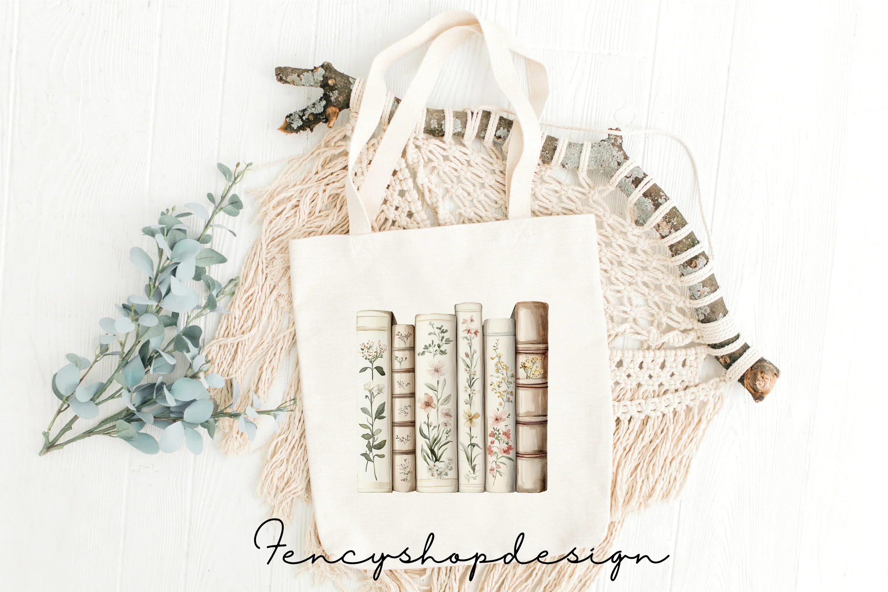 Vintage Floral Books Stack Clipart Bundle - Image 3