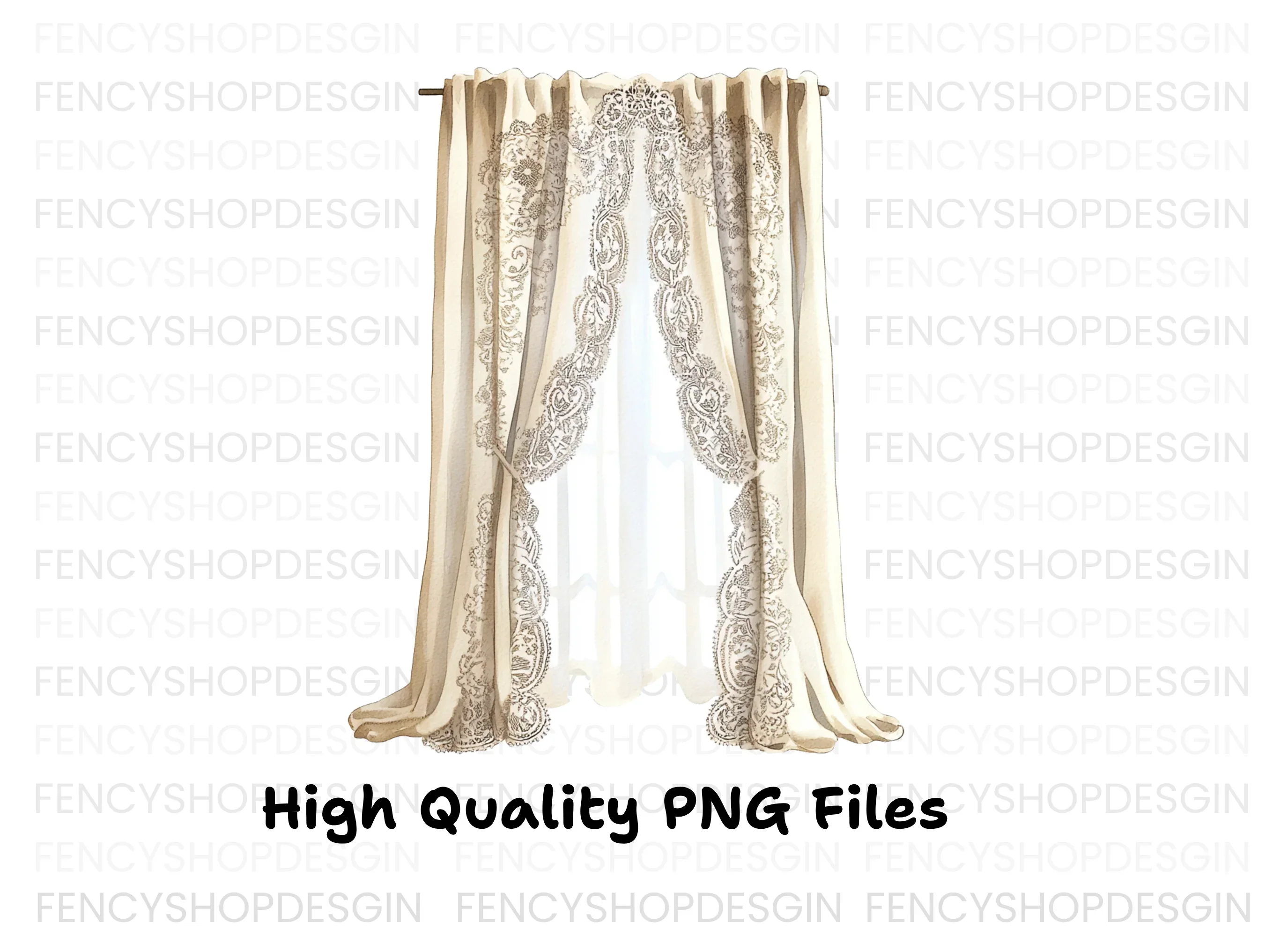 Vintage Floral Lace Curtain Clipart Bundle - Image 3