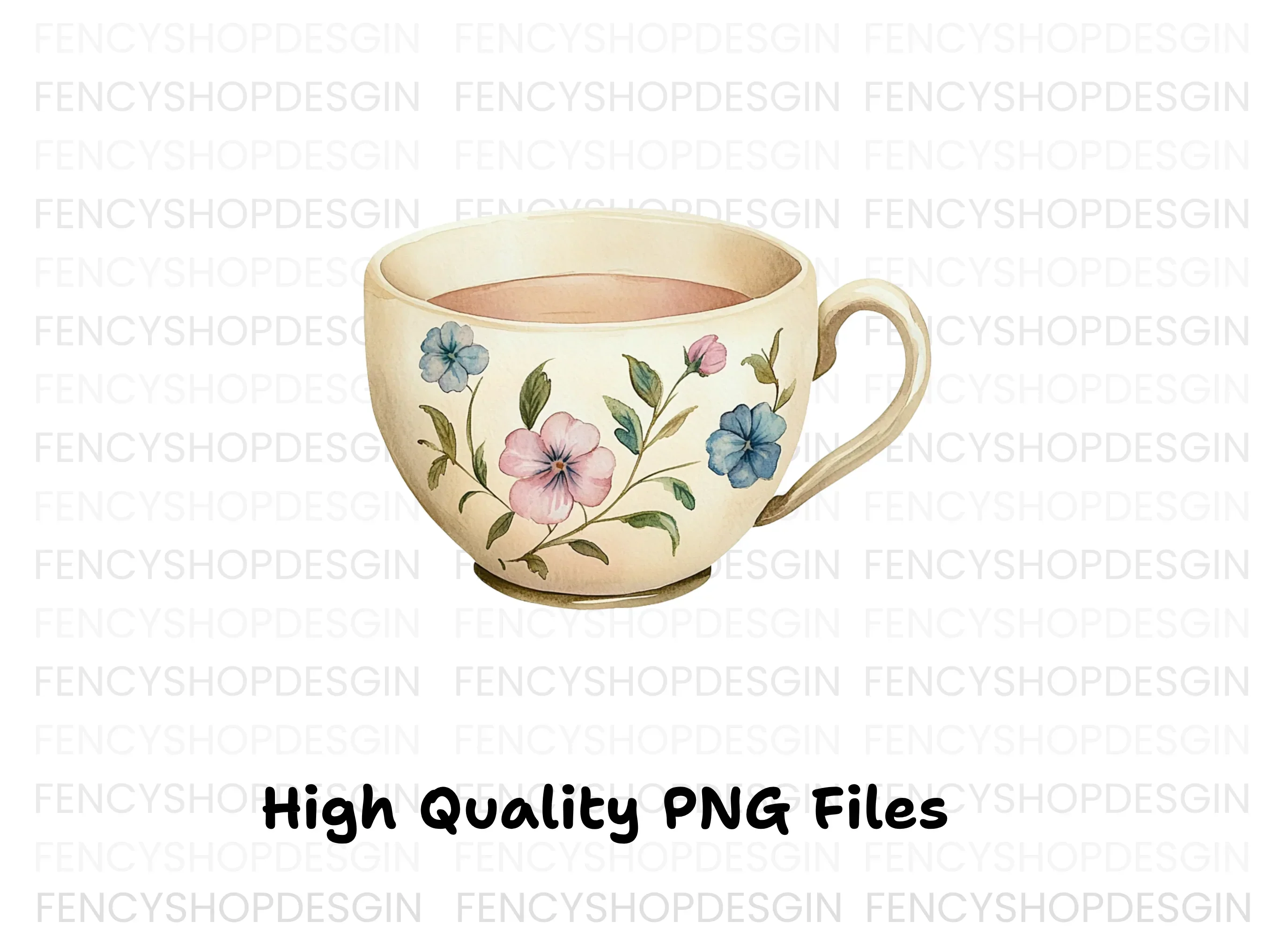 Vintage Floral Teacups Clipart Bundle - Image 3