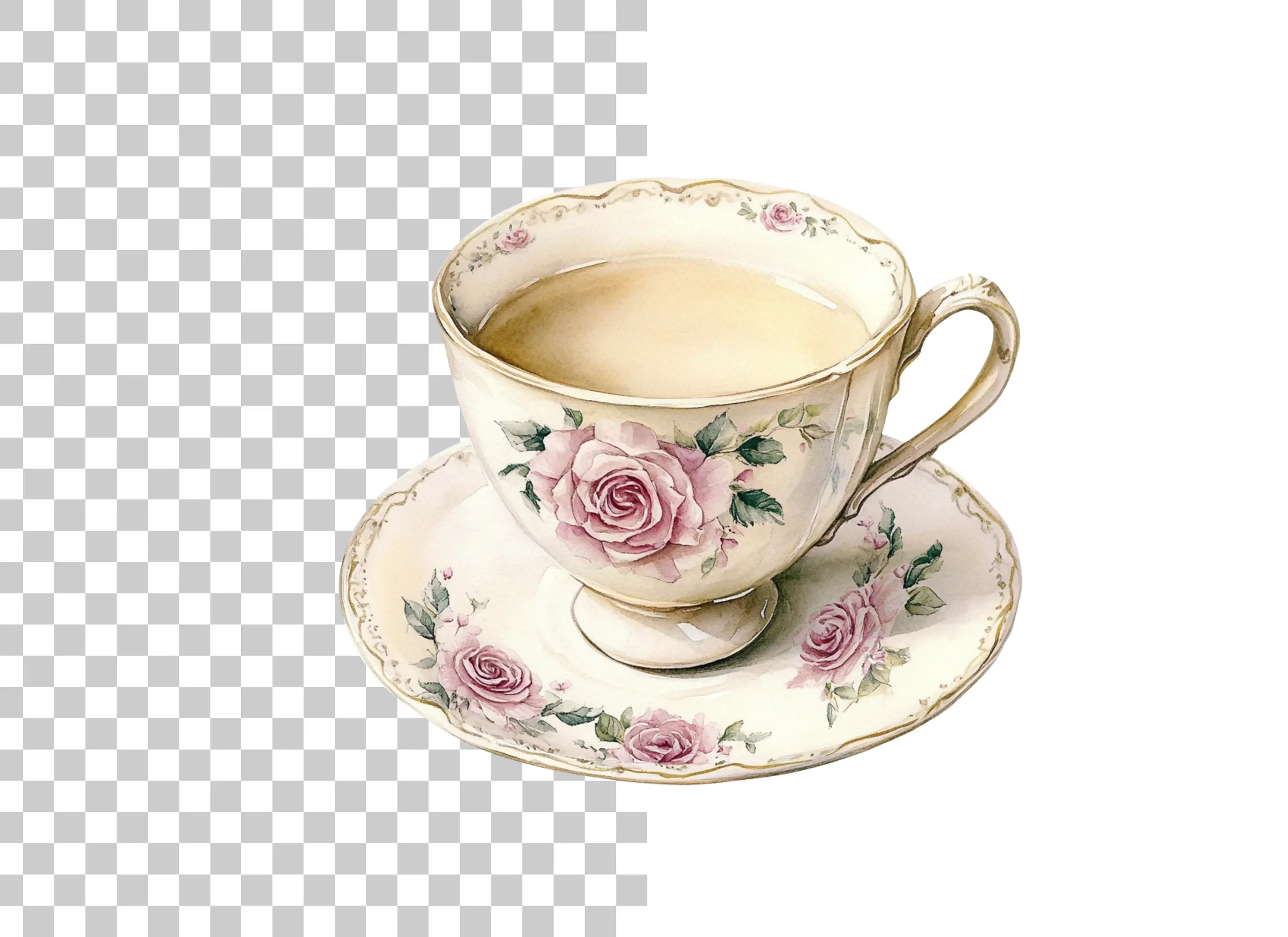 Vintage Floral Teacups Clipart Bundle - Image 2