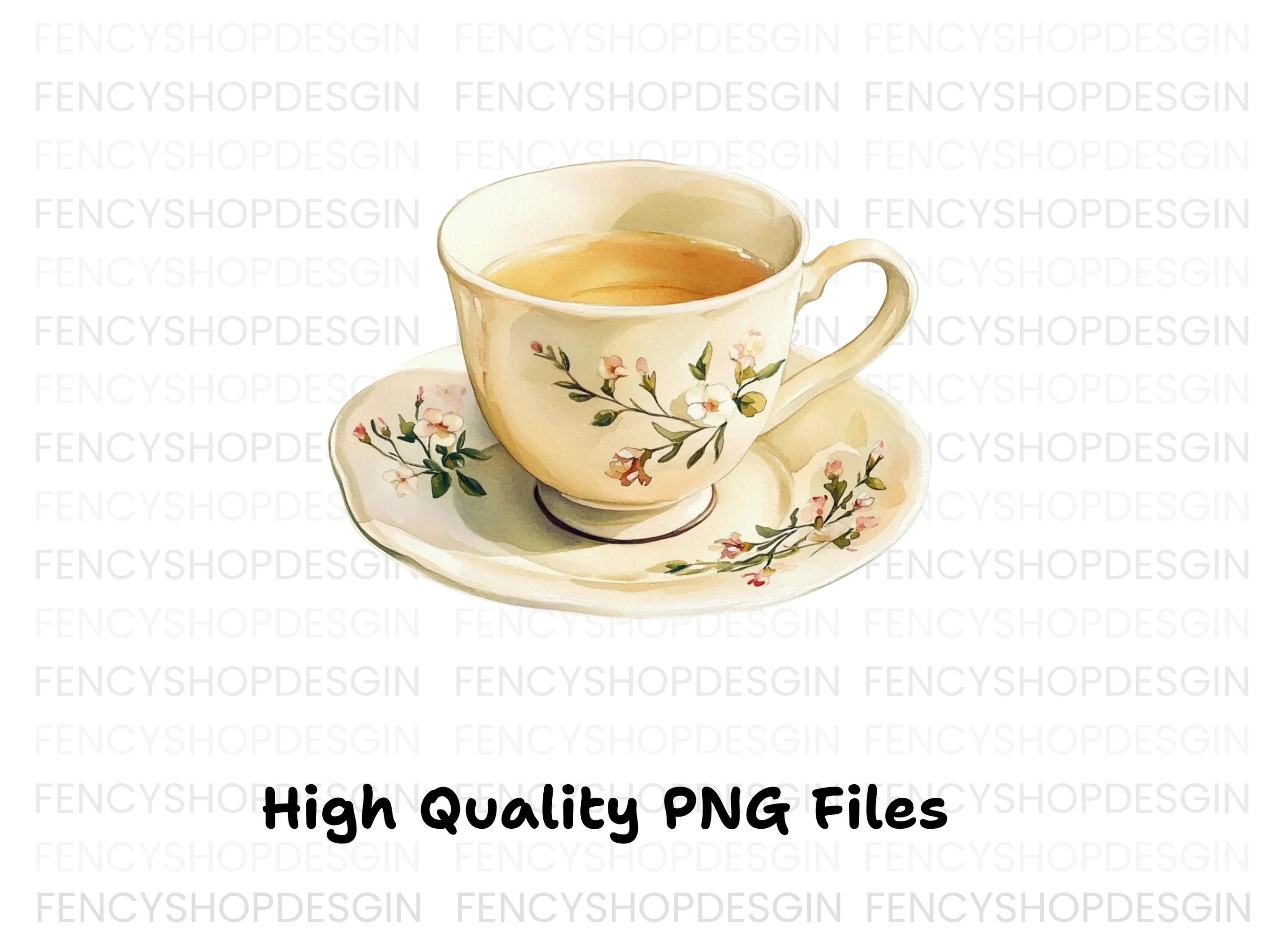 Vintage Floral Teacups Clipart Bundle - Image 3