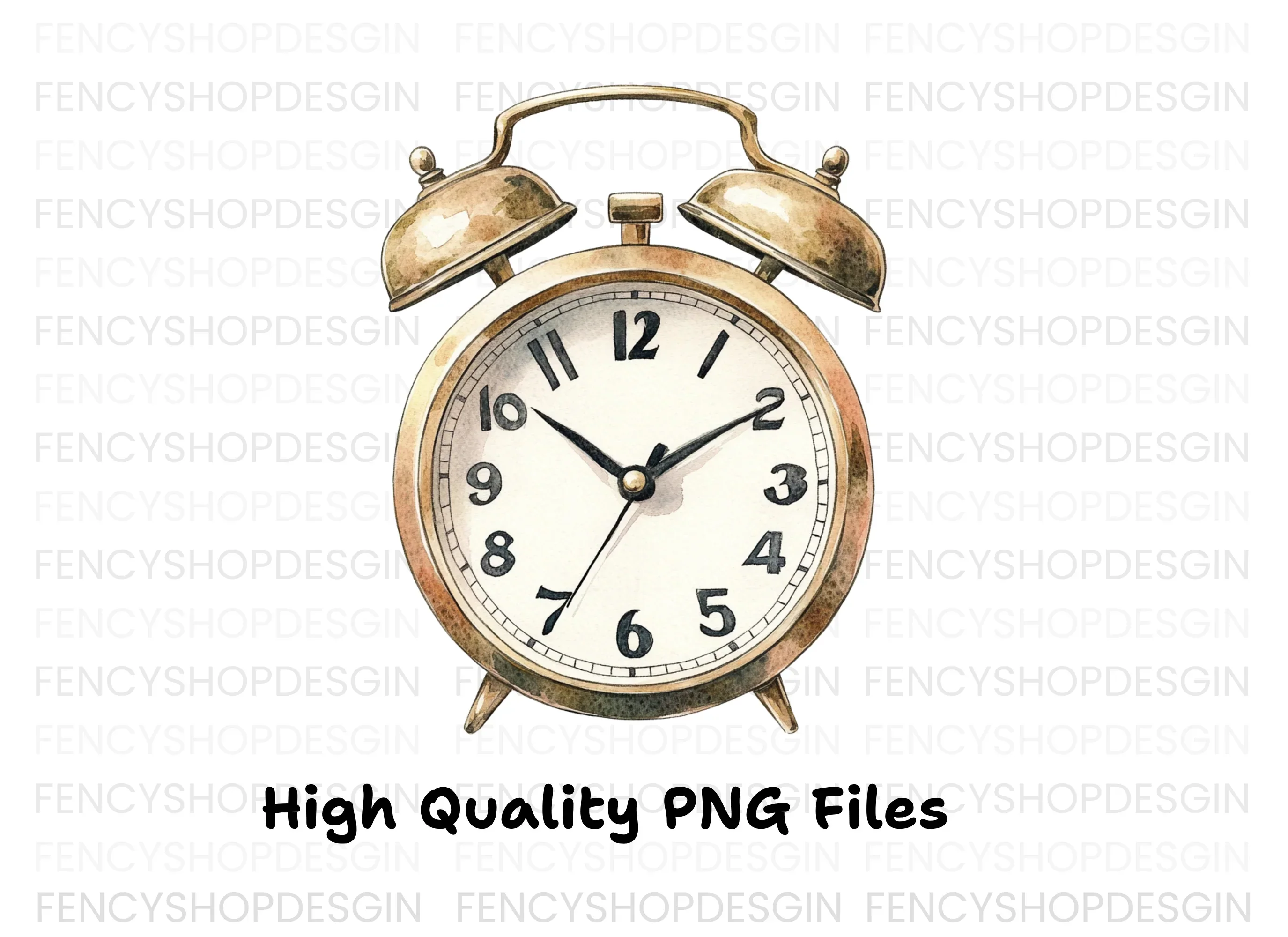 Vintage Gold Alarm Clock Clipart Bundle - Image 3