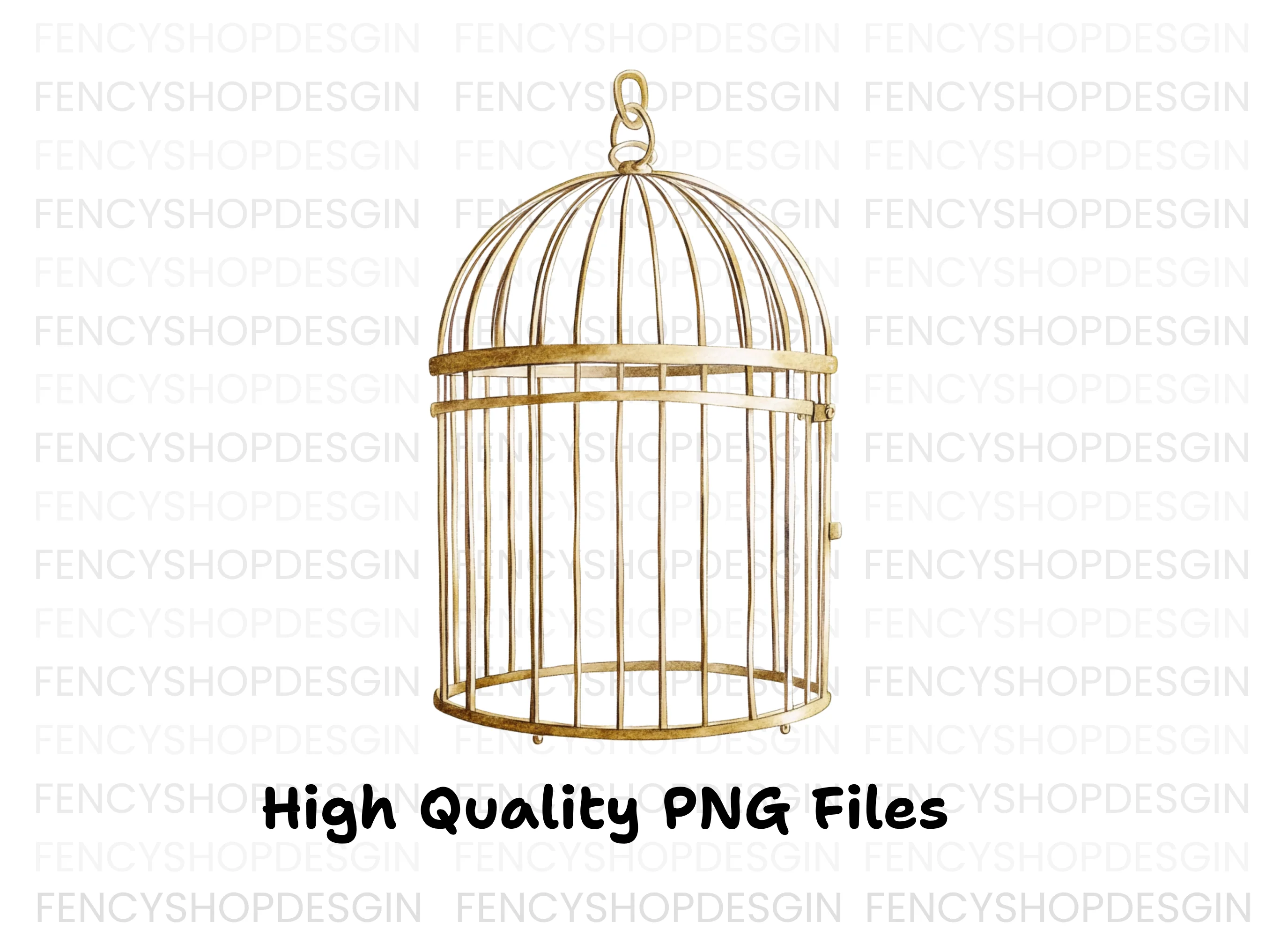 Vintage Gold Bird Cage Clipart Bundle - Image 3