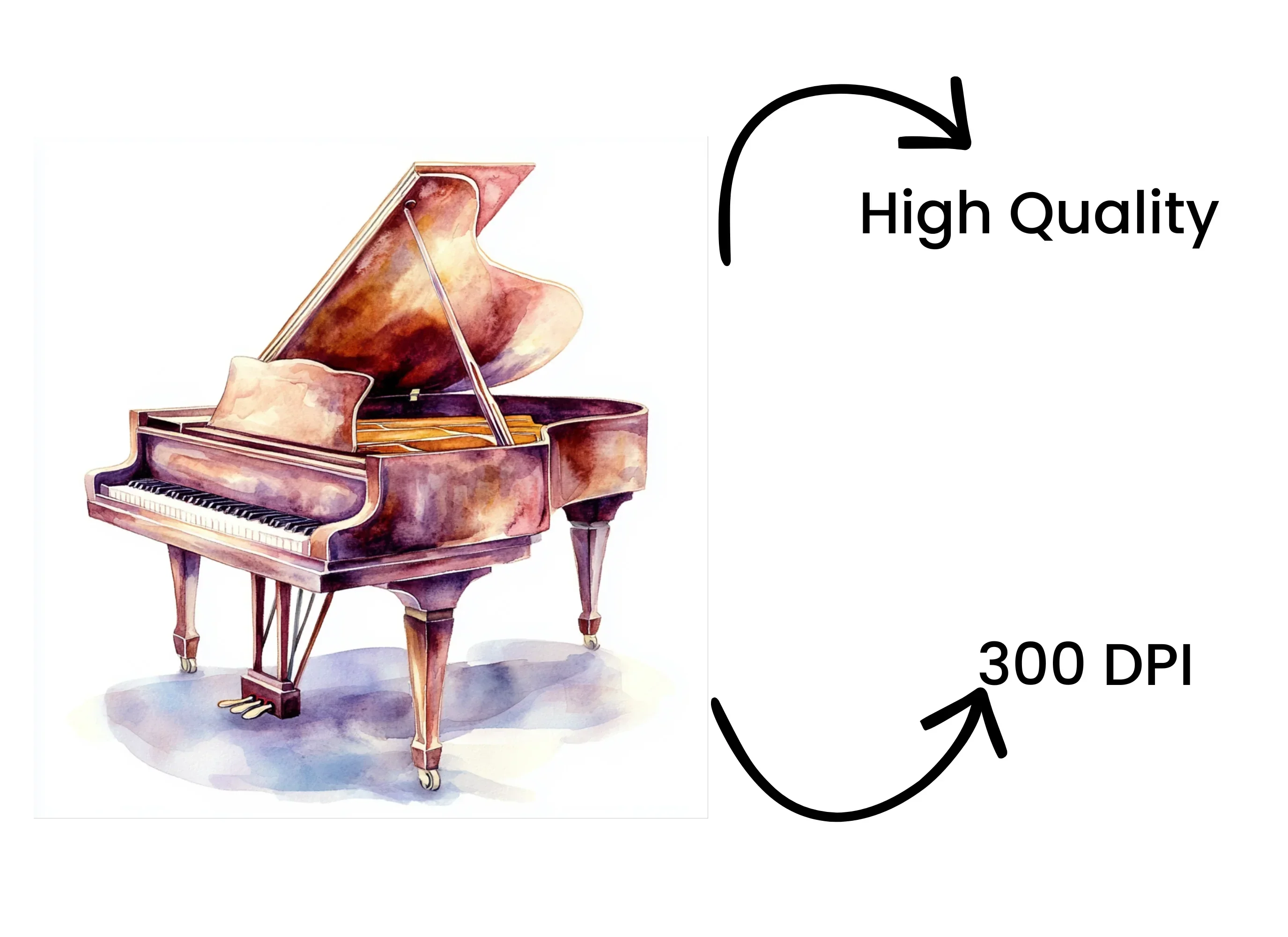 Vintage Grand Piano Clipart Bundle - Image 4