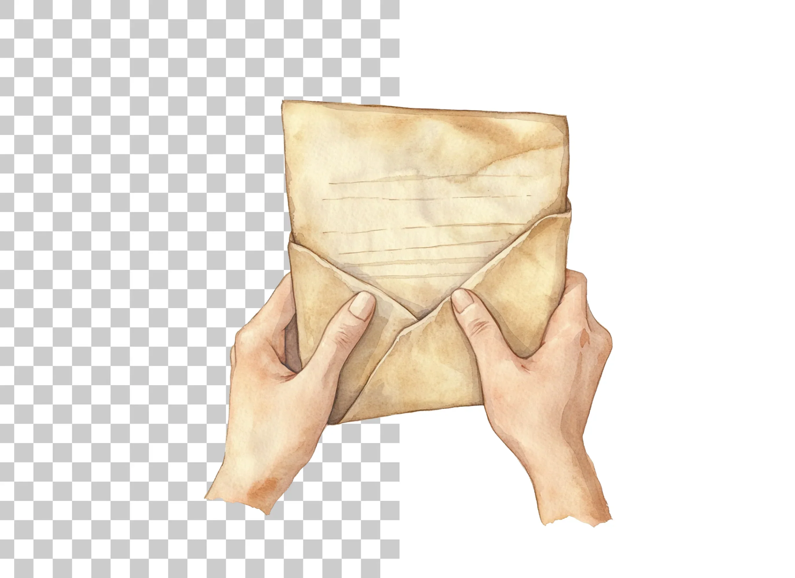 Vintage Hands Holding Old Letter Clipart Bundle - Image 2