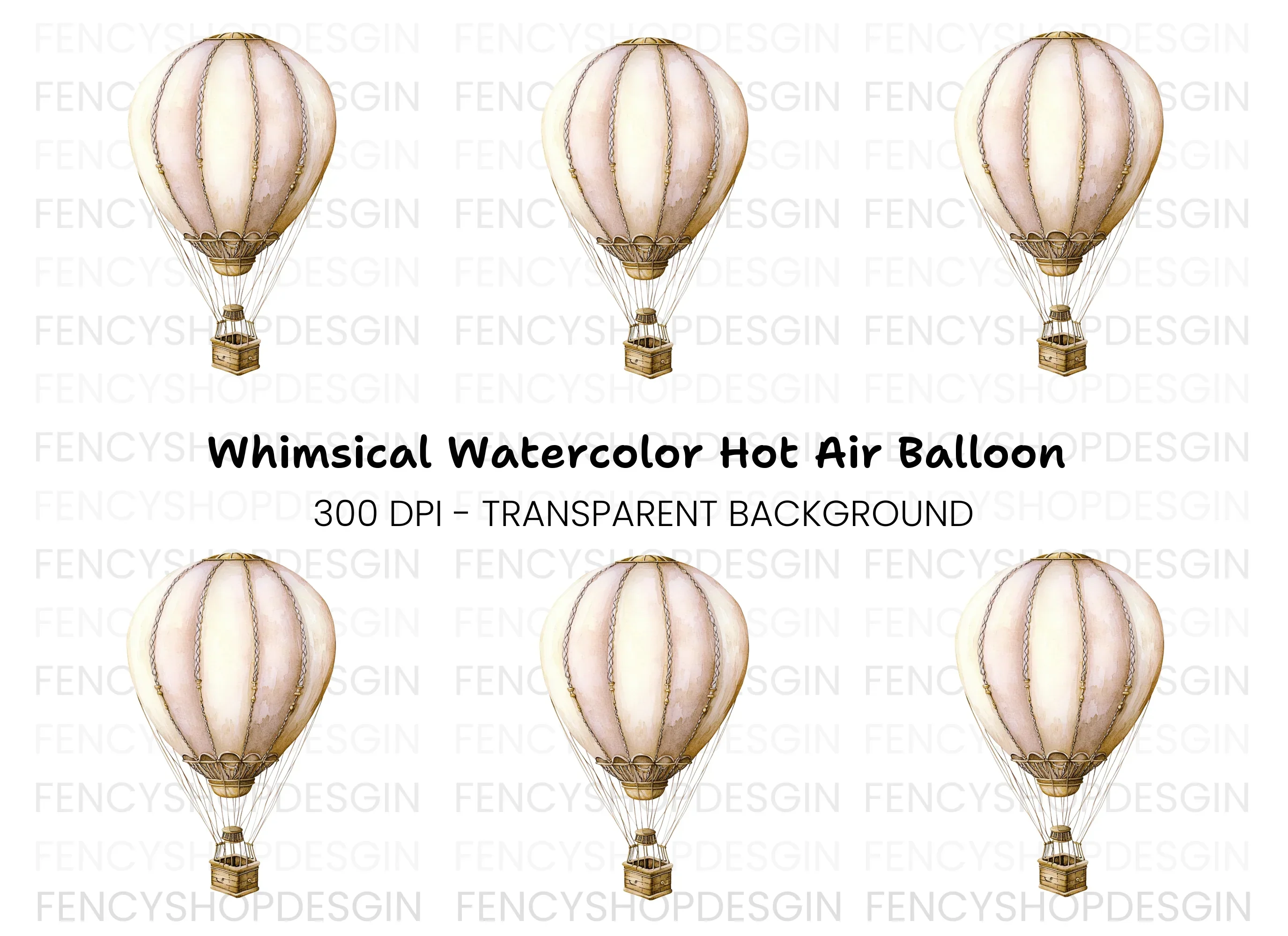 Vintage Hot Air Balloon Clipart Bundle